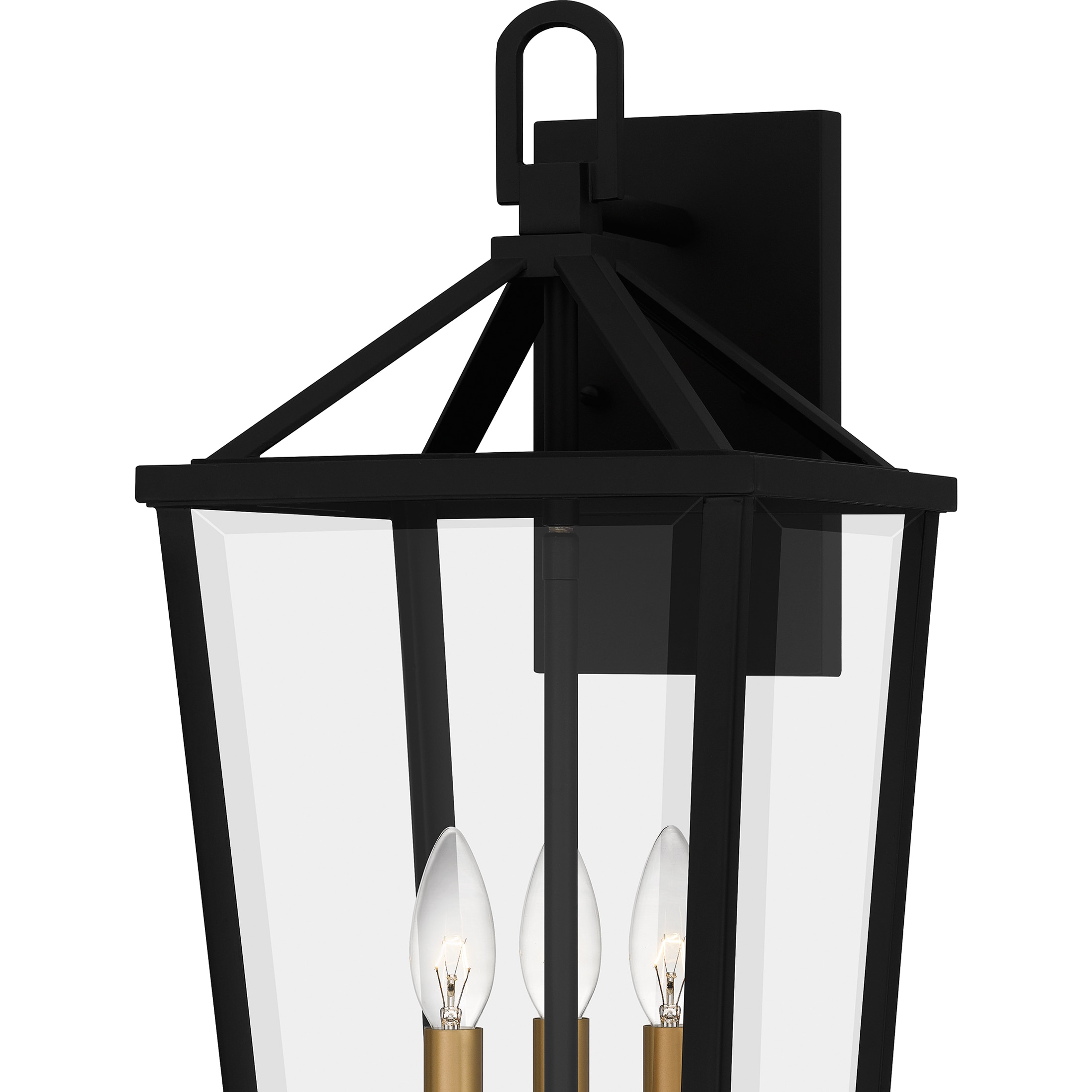 Matte Black and Gold 3-Light Outdoor Wall Sconce