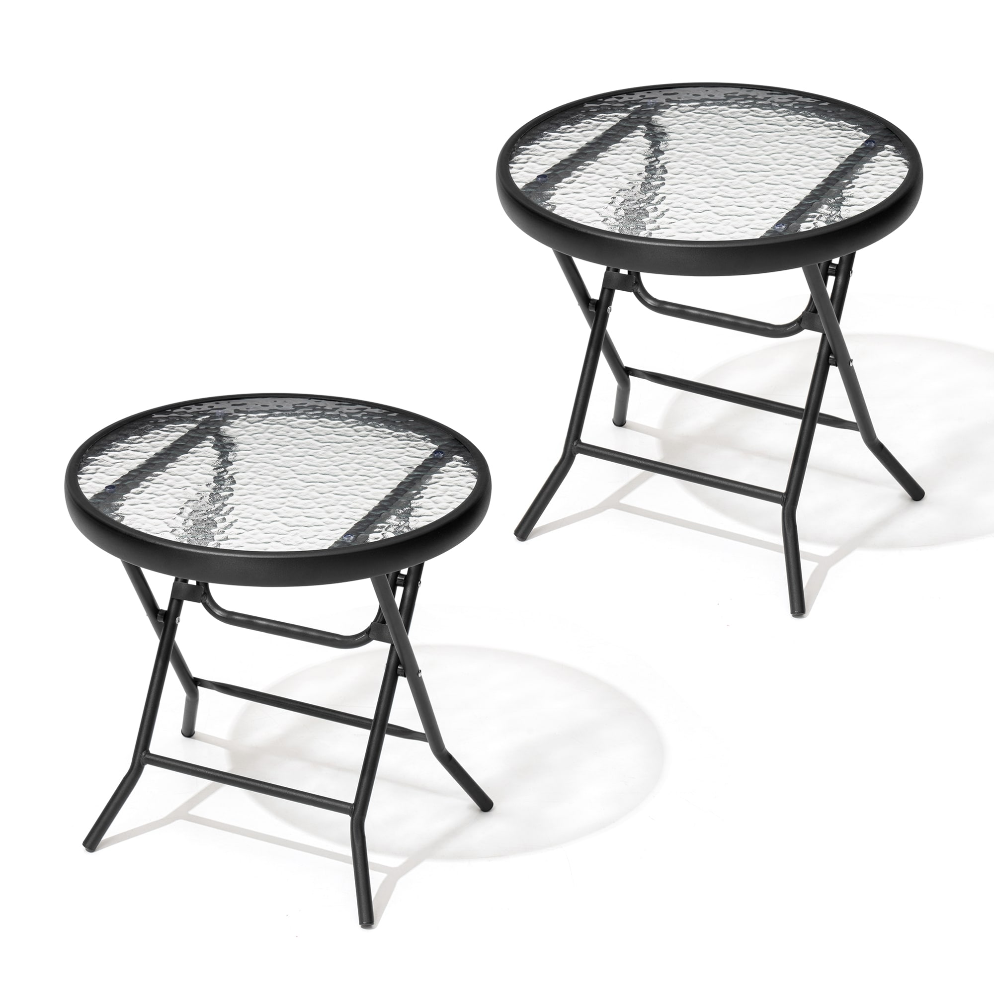 Crestlive Products CL-TB045BLK-2 Patio table Round Outdoor End Table 17.72-in W x 17.72-in L