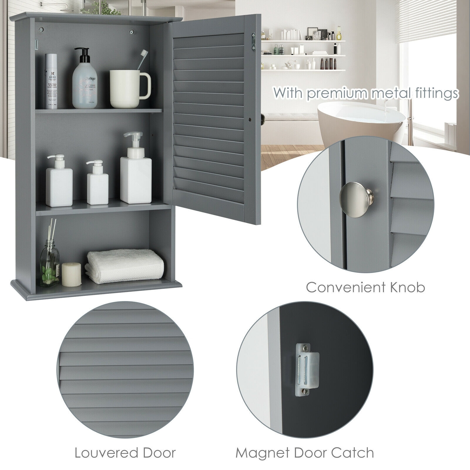 Forclover HYFC-BA597GR Bathroom-Wall-Cabinets - View #7