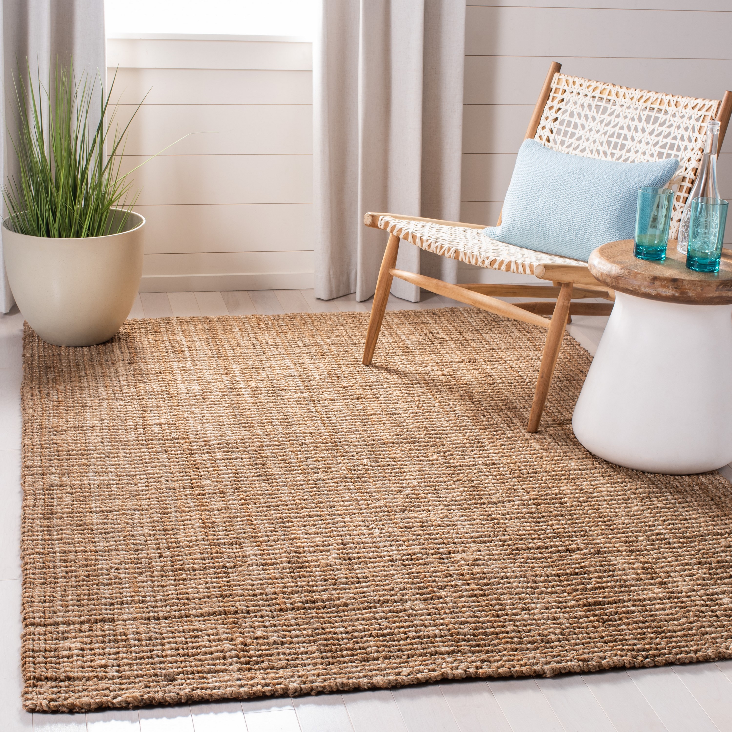 Martha Stewart Natural 5 x 7 (ft) Jute Natural Rectangular Indoor Coastal Area rug