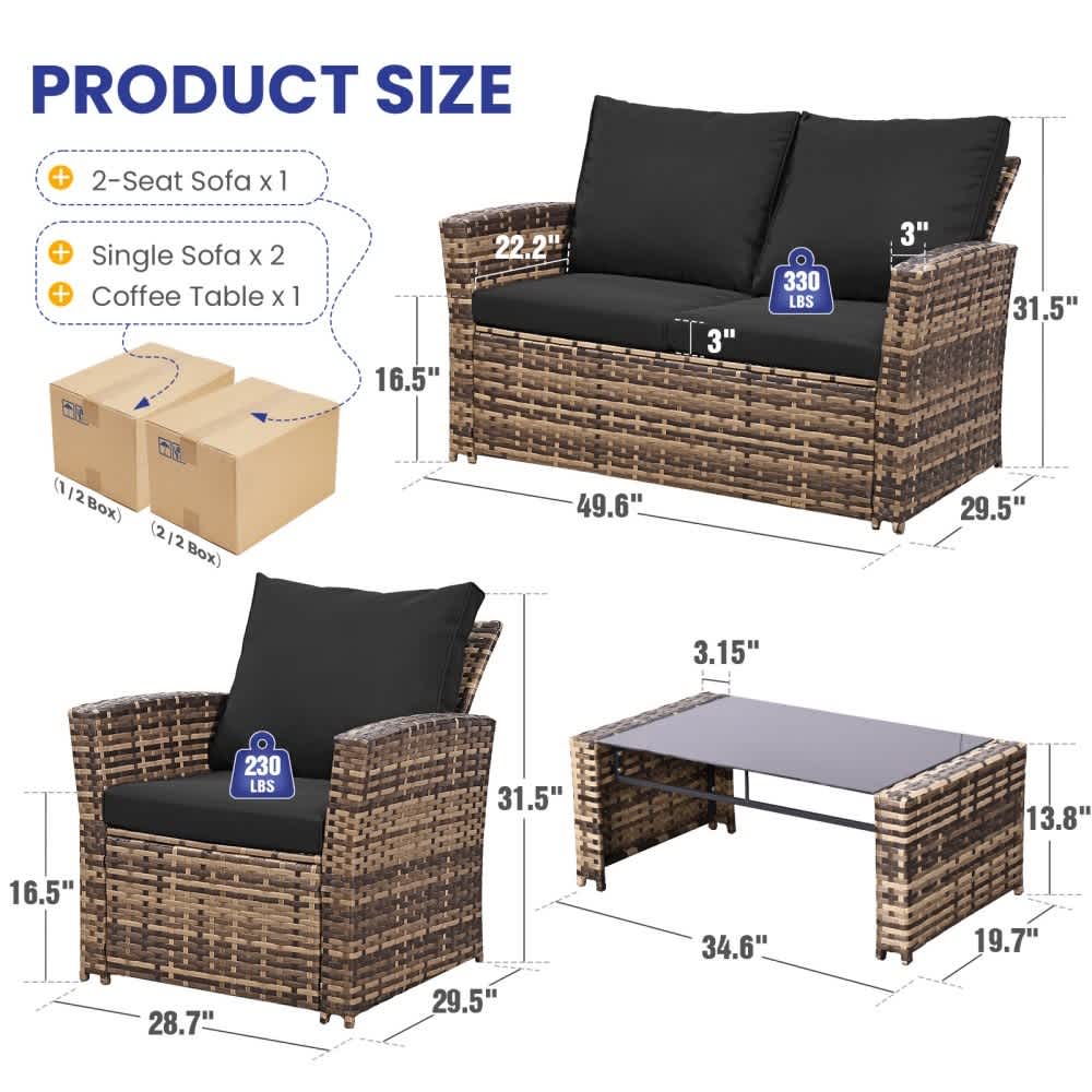 Coolbibila LEG-PATIO-BLACK Patio-Conversation-Sets - View #3