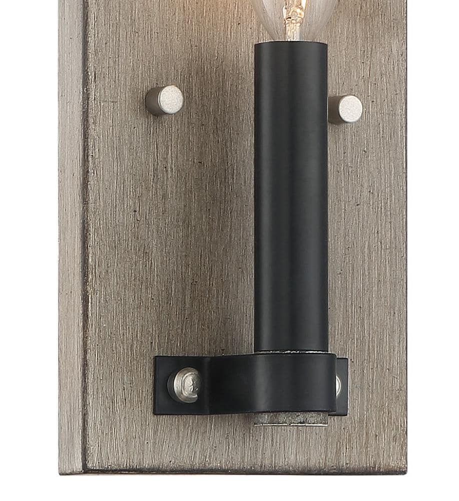 Rustic Aged Silverwood & Coal Dimmable Wall Sconce
