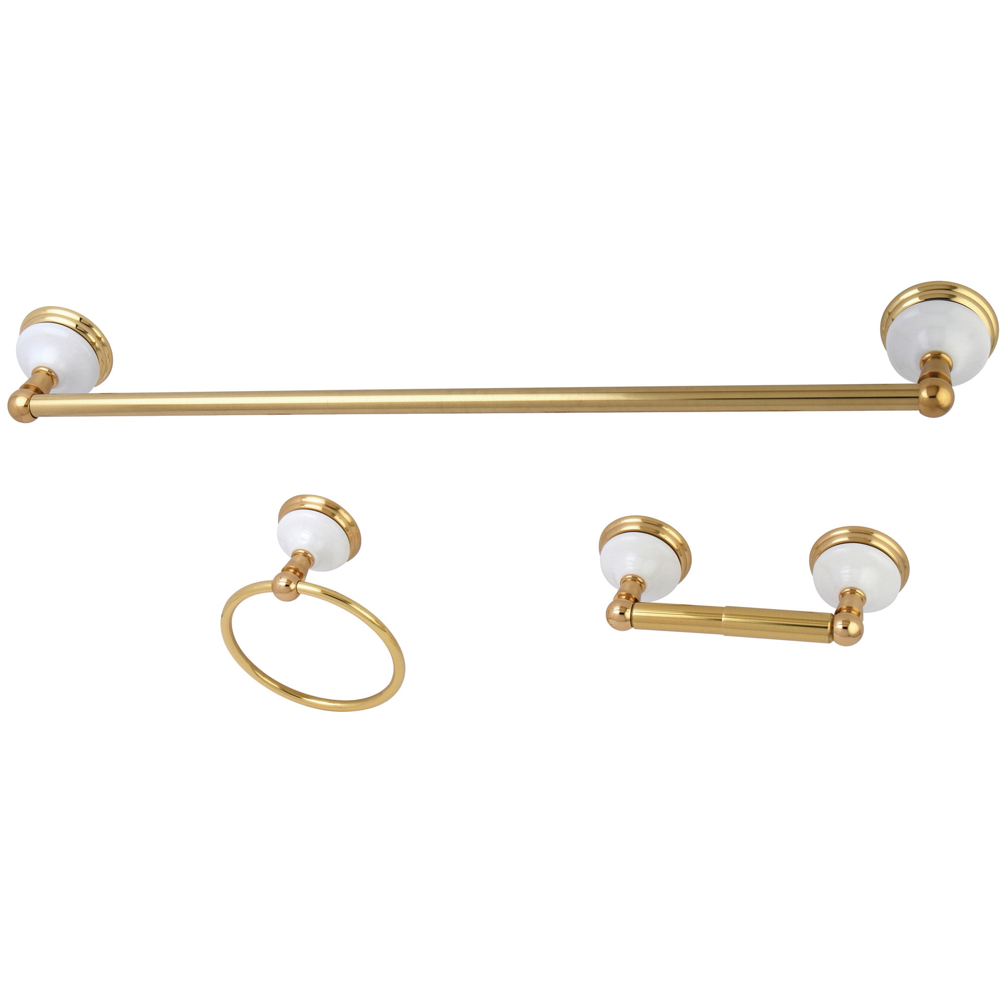 Kingston Brass WLK1111482 3 -Piece Victorian Polished Brass Decorative Bathroom Hardware Set Towel Bar, Toilet Paper Holder, Towel Ring Included