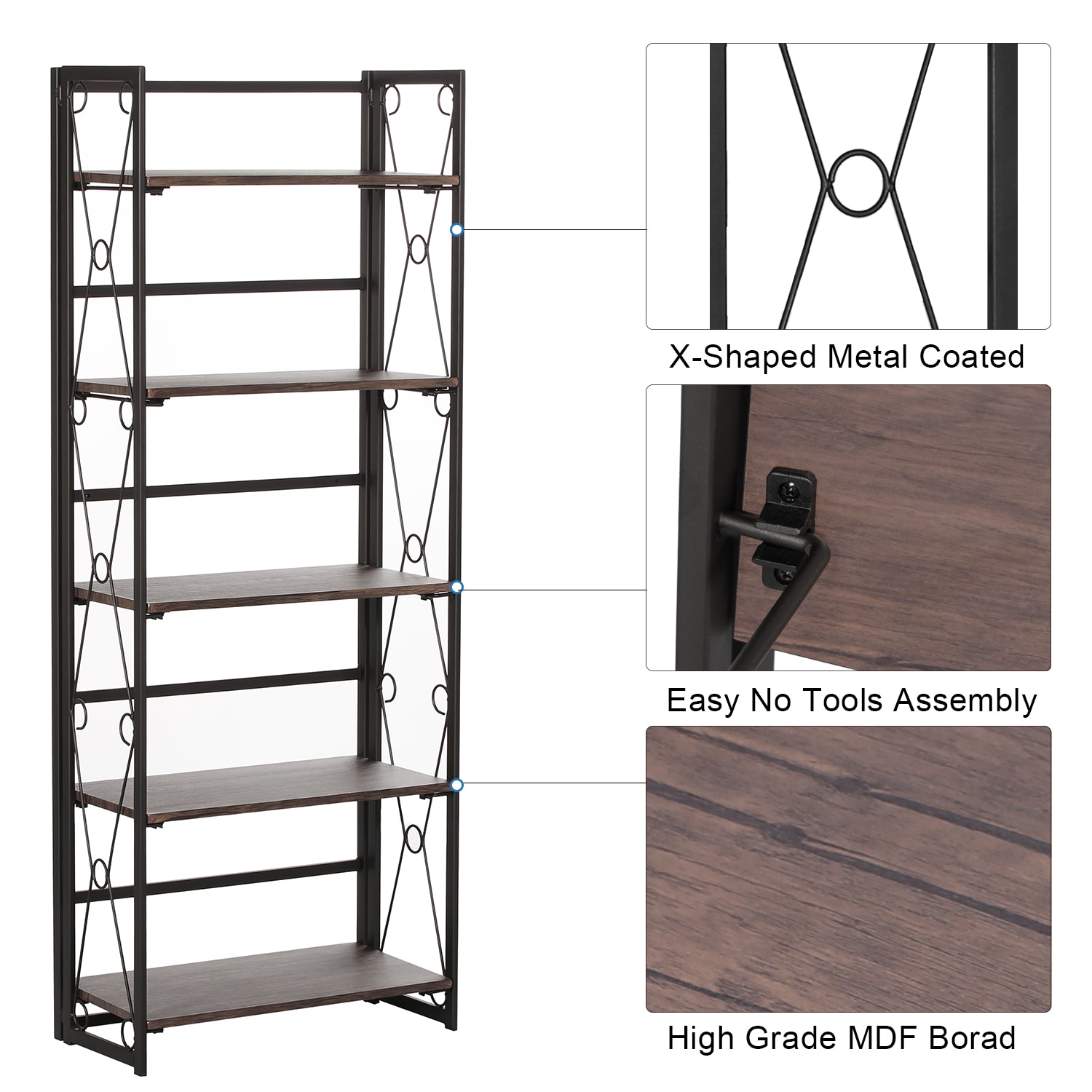 Vecelo LOE-XJM-B01-BRN bookcases - View #4