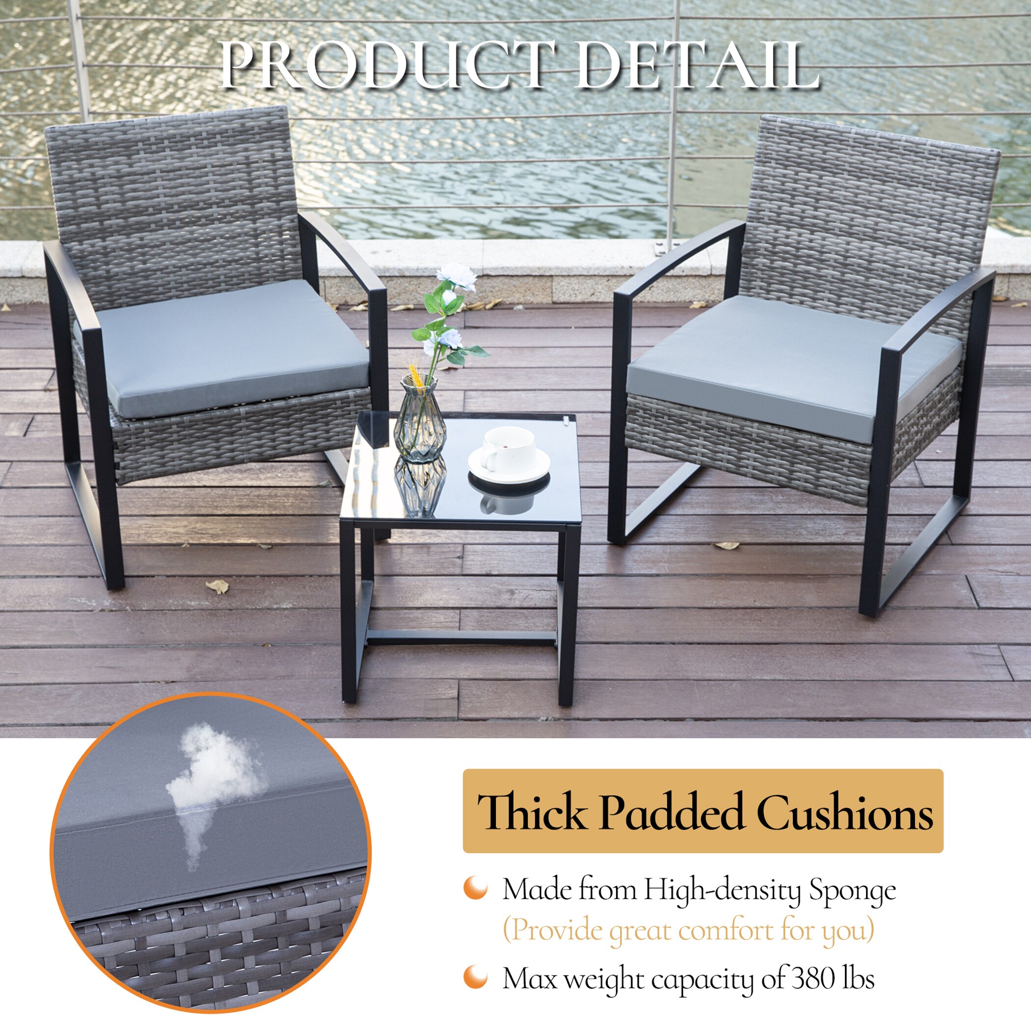 FOREST HOME HB003-GYGY Patio-Conversation-Sets - View #9