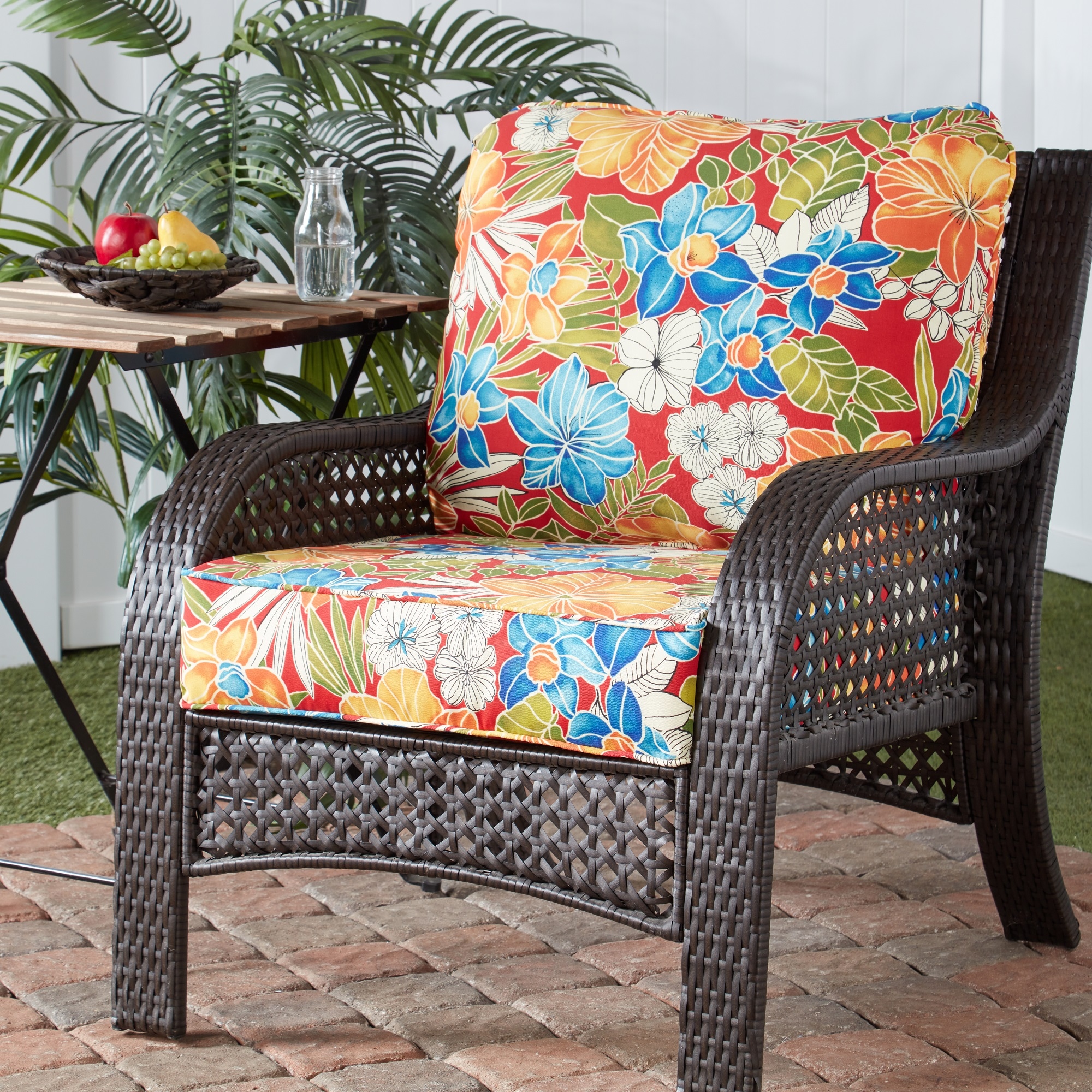 Greendale Home Fashions 24-in x 24-in 2-Piece Aloha Red Deep Seat Patio ...