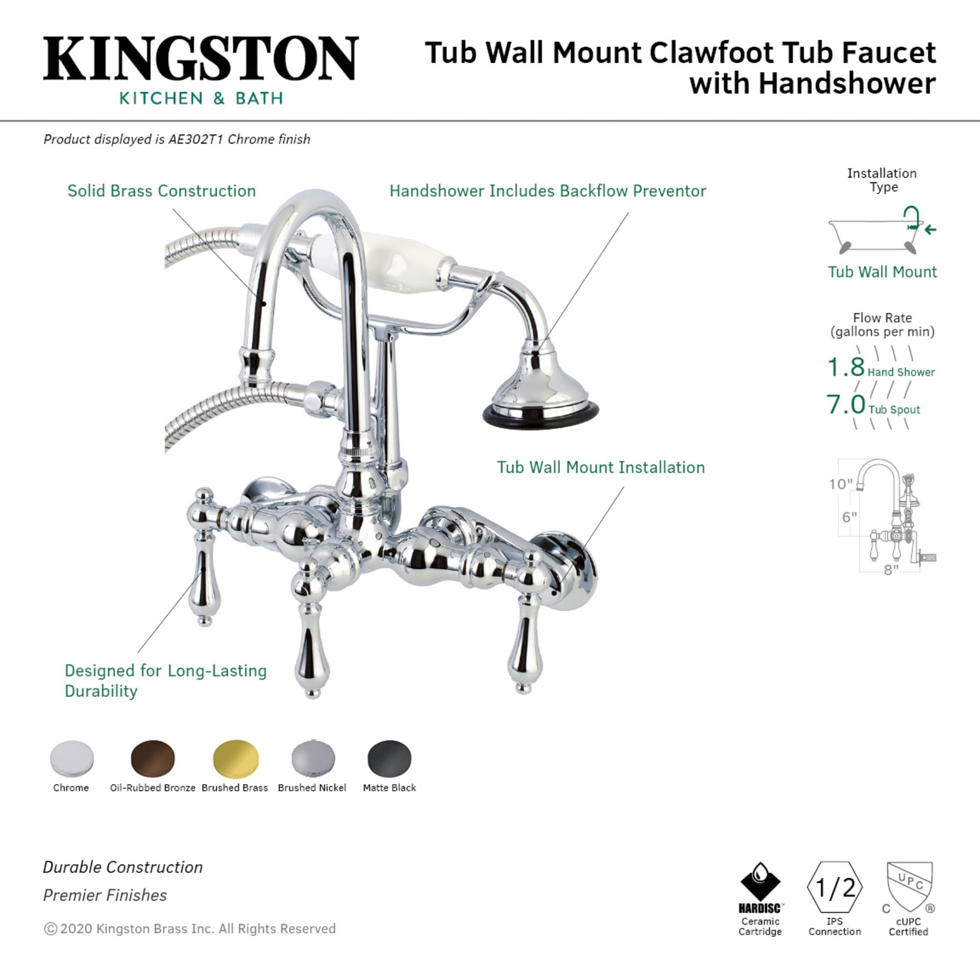 Kingston Brass WLAE301T0 Roman-Tub-Faucets - View #3