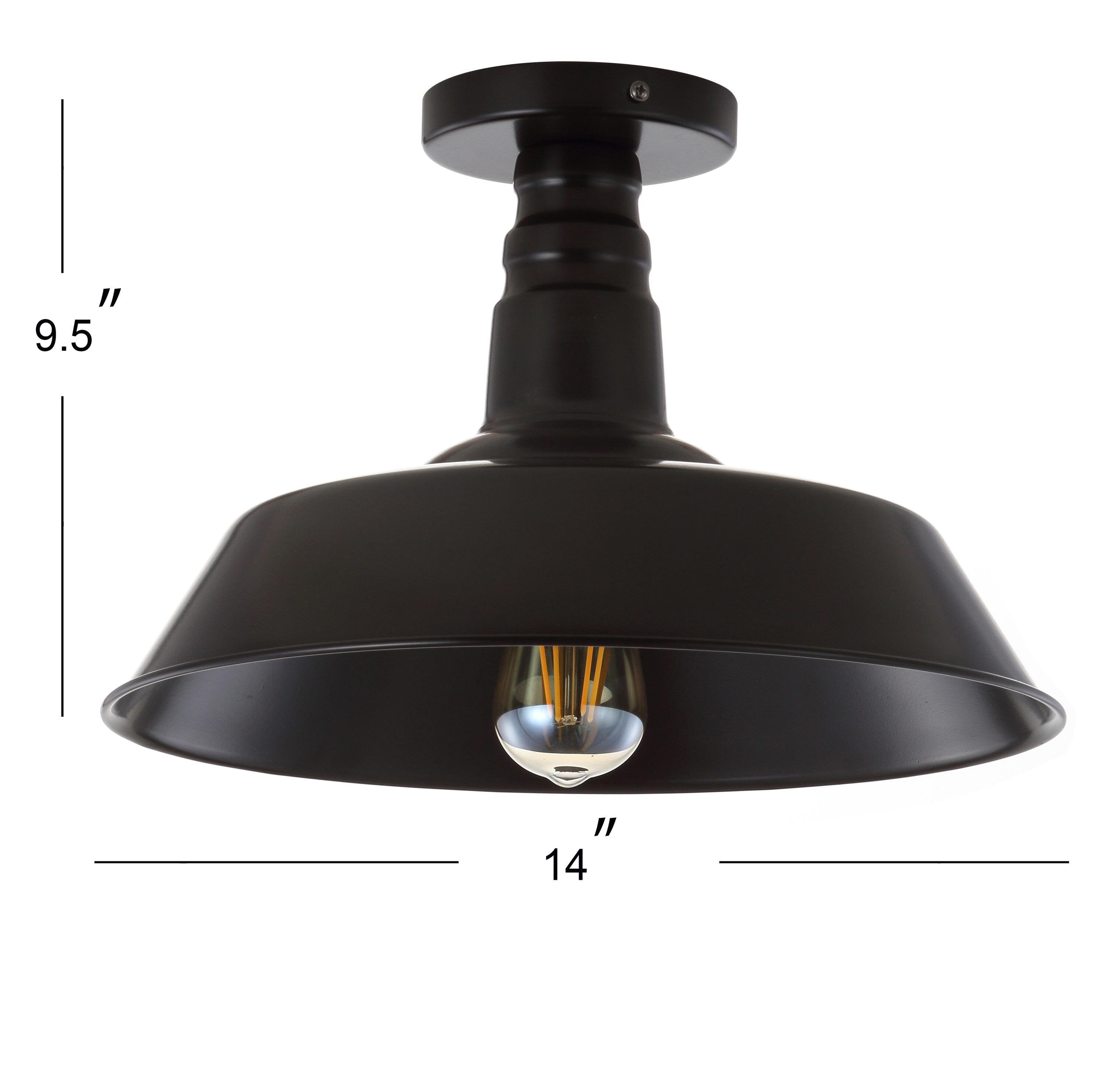 Cassidy 14" Black and Bronze Metal LED Semi-Flush Mount Light