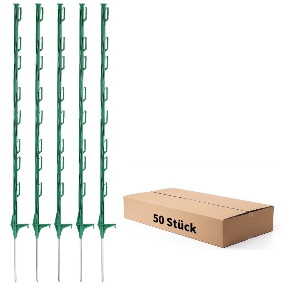 Etokfoks -  48 in Plastic Step in Electric Fence Posts with 8 Molded Clips UV Resistant Polypropy...