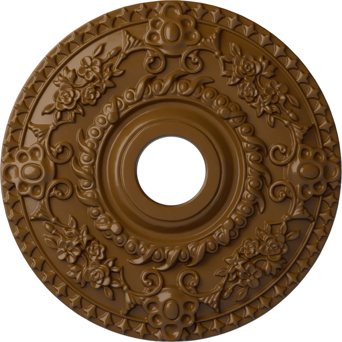 Ekena Millwork CM18ROSTF Rose 18-in W x 18-in L Painted Smokey Topaz Polyurethane Whole Ceiling Medallion