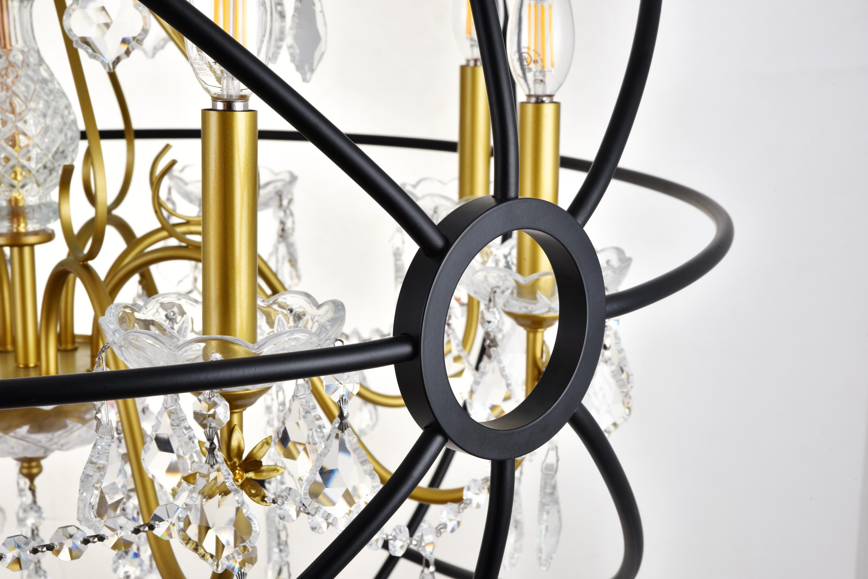 Cordelia 8-Light Black and Gold Crystal Pendant Chandelier