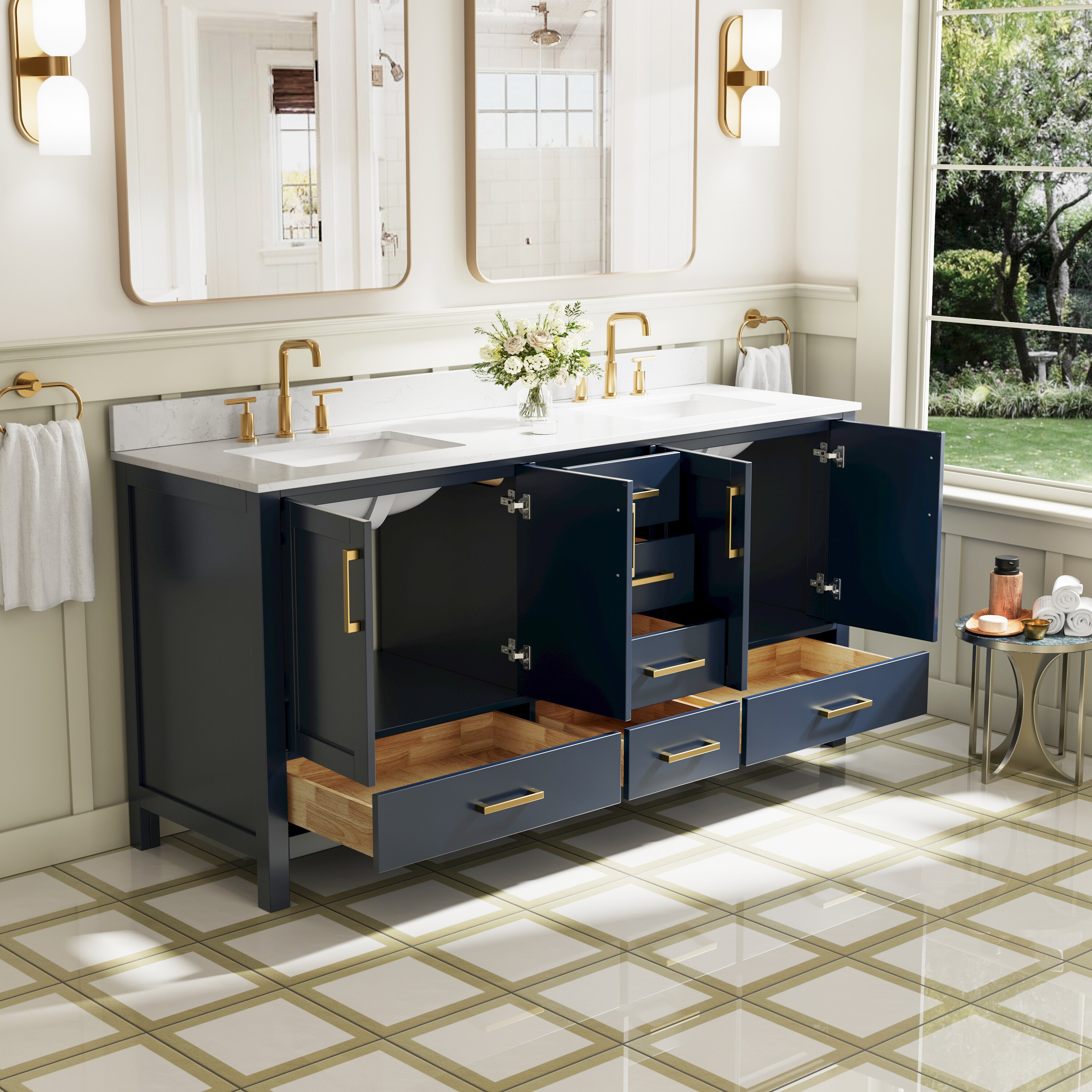 WELLFOR BCB1542WH -LS Bath-Vanity-Combo - View #7