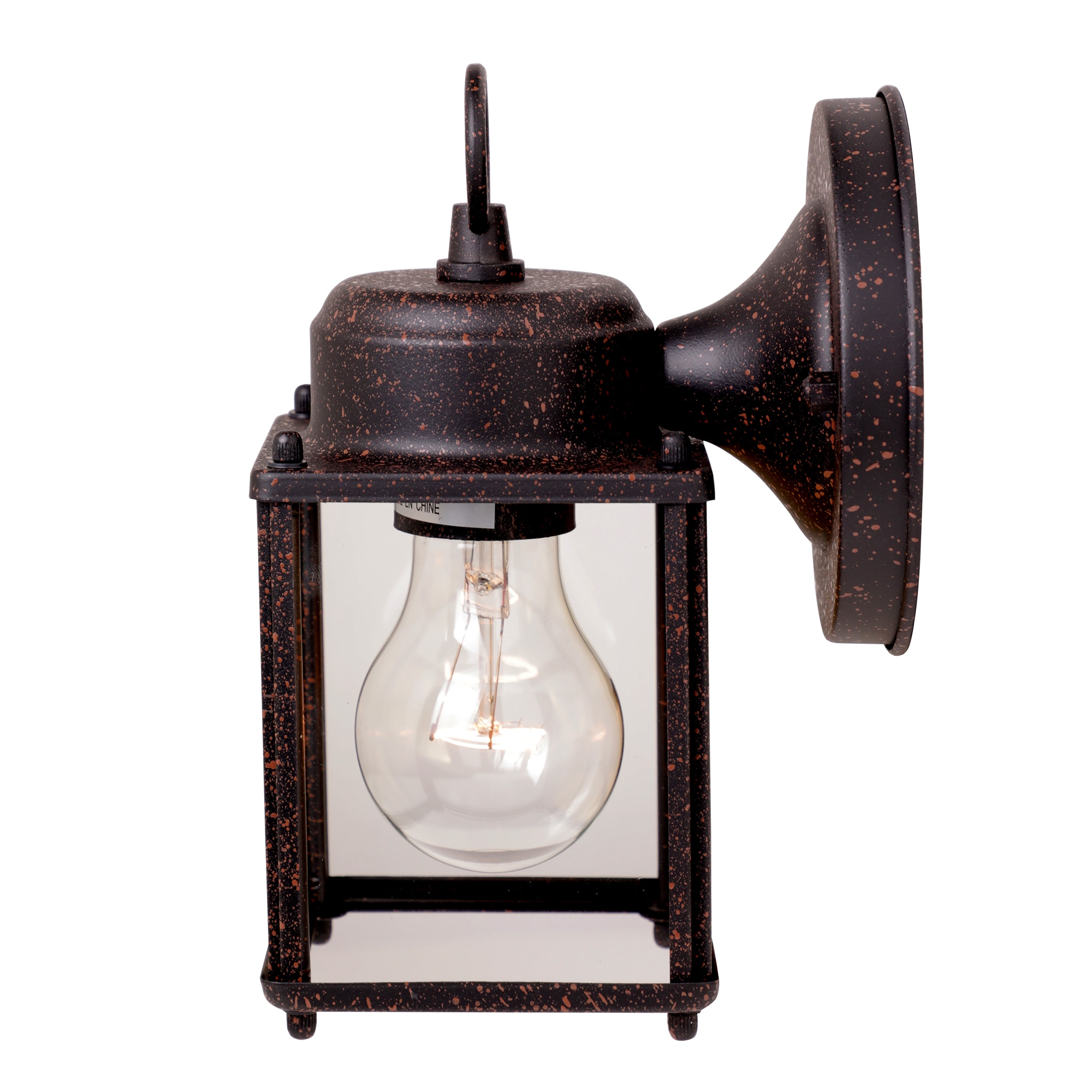 Rust Patina Dimmable Outdoor Lantern Sconce with Clear Glass