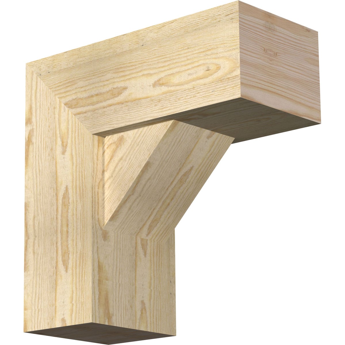 Ekena Millwork 1464963 Traditional Block Rough Sawn Bracket with Offset Brace 8-in x 18-in x 18-in Douglas fir Brown Wood Standard bracket