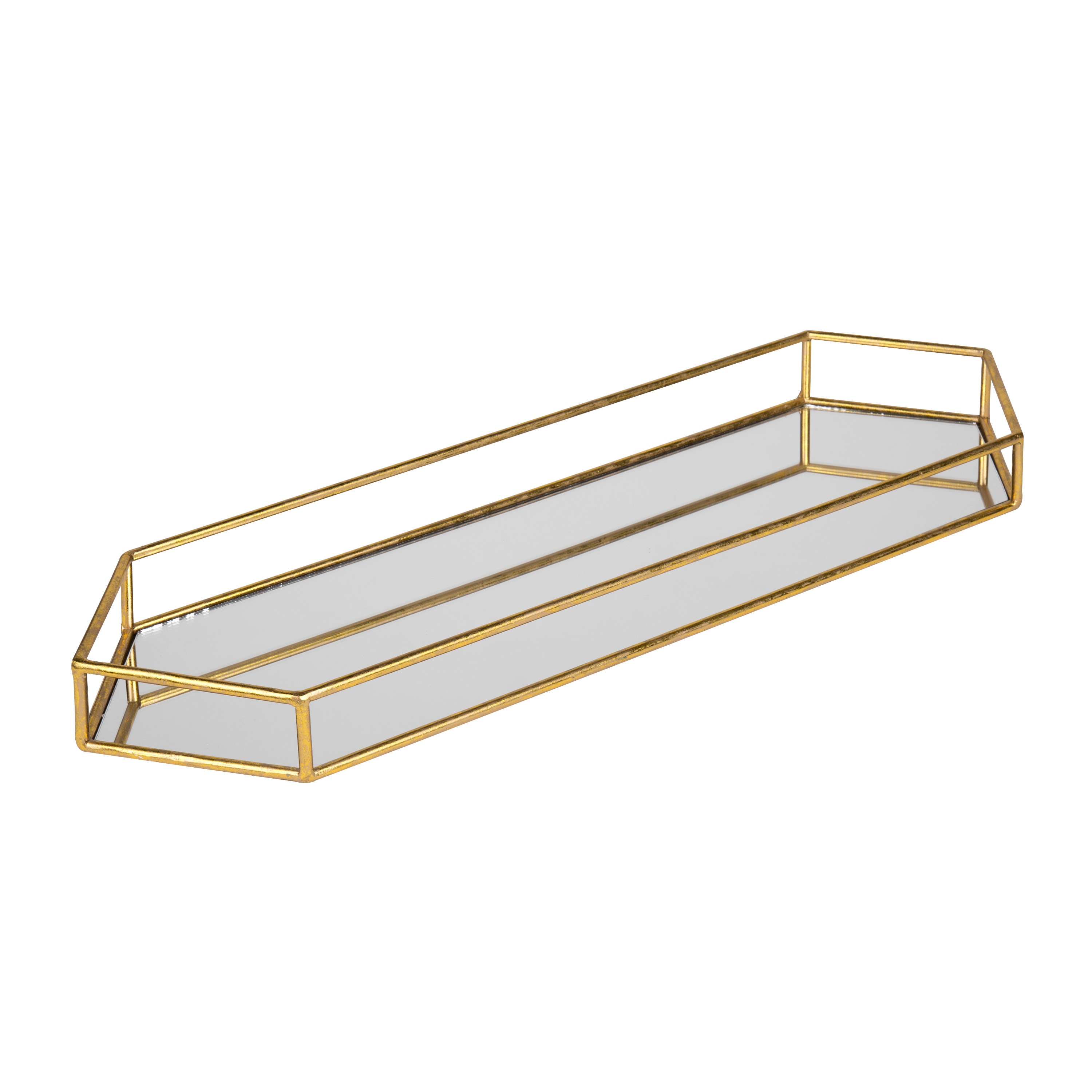 Kate and Laurel 211698 Felicia 8.00-in x 26.00-in Gold Hexagon Serving tray