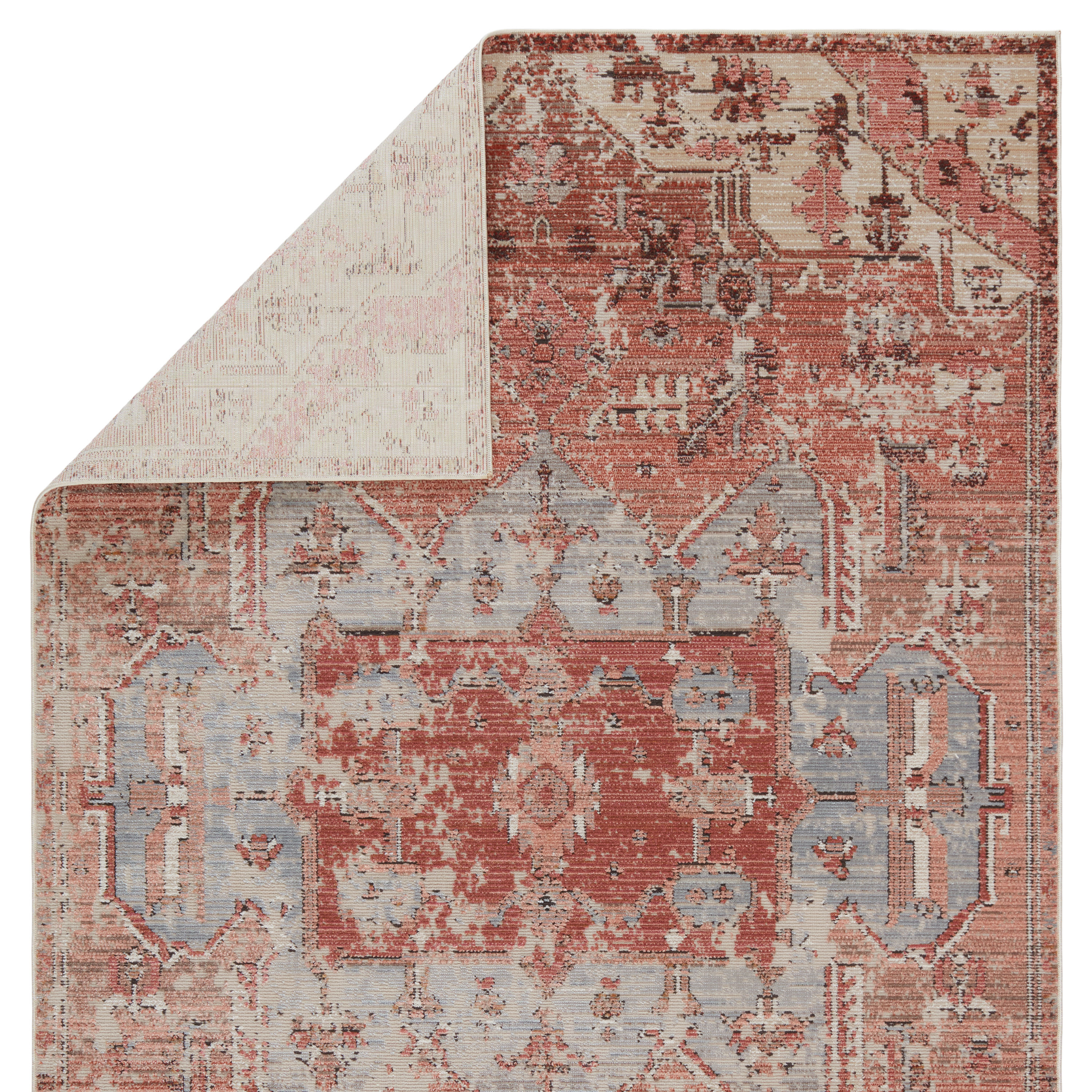 Gray Synthetic Rectangular Washable Reversible Area Rug