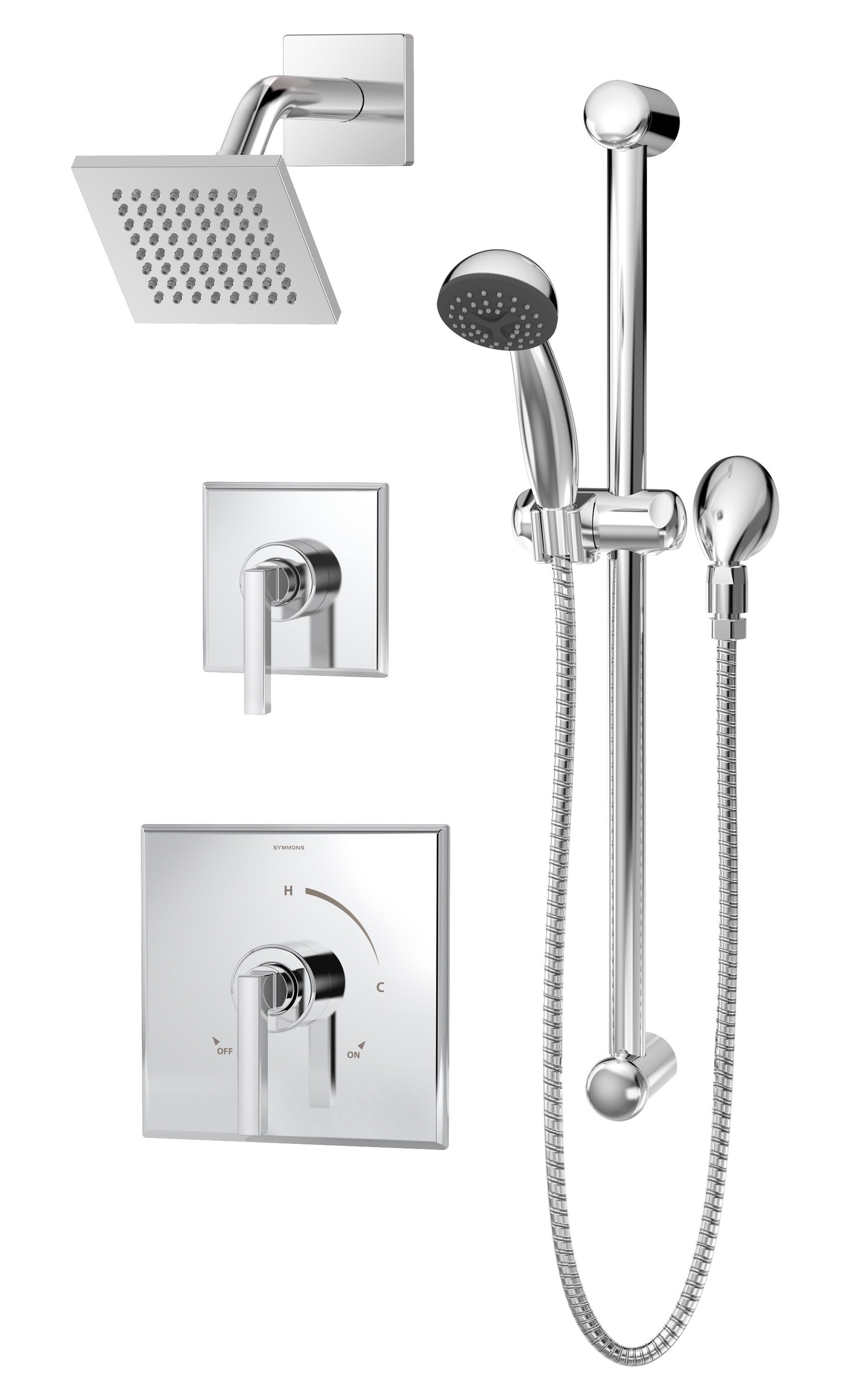 Symmons 3605-SH4-1.5-TRM Duro Polished Chrome 2-handle Single function 4-Inches Rectangle Shower Faucet