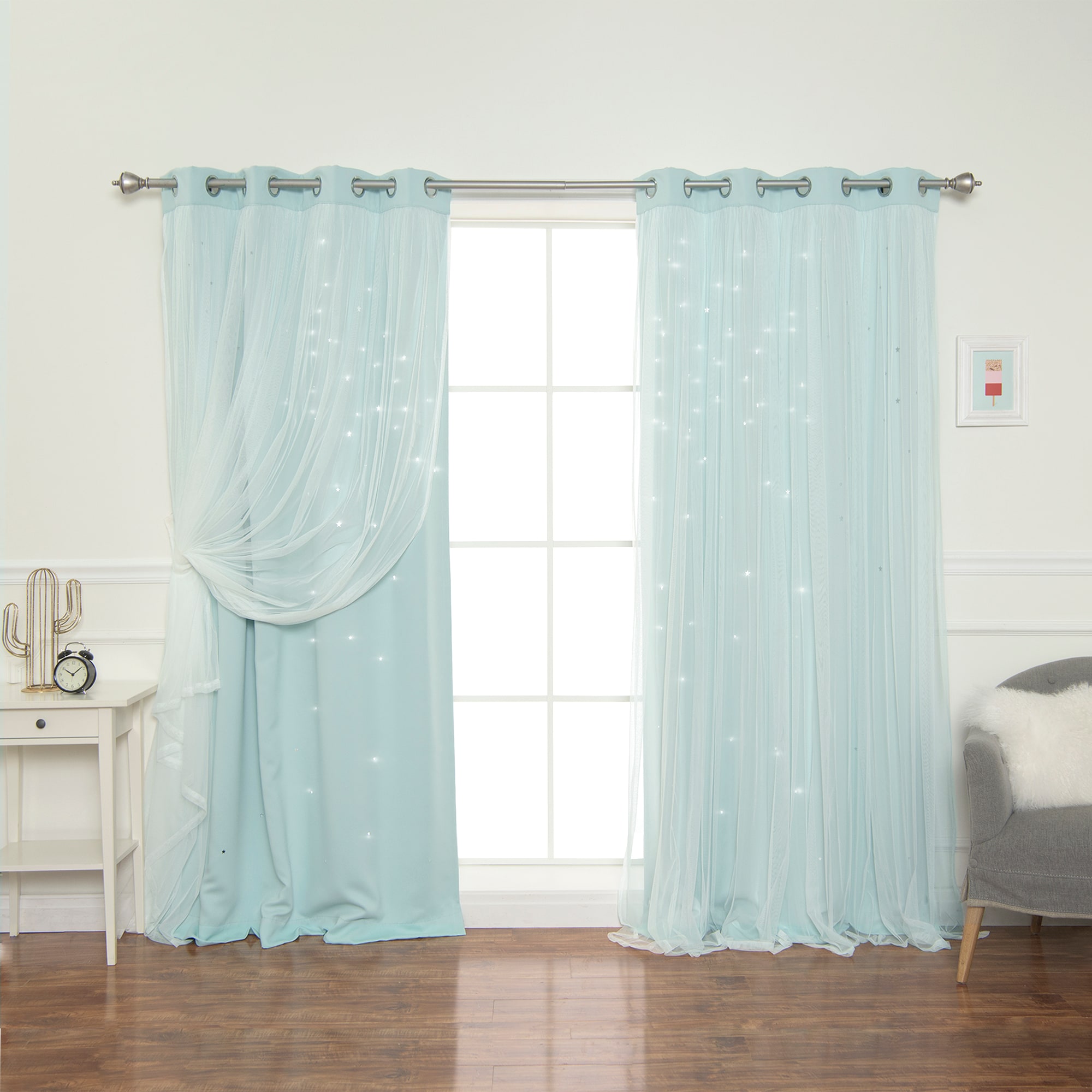 Best Home Fashion YG-04-84-MINT 84-Inches Mint Blackout Grommet Curtain panel pair
