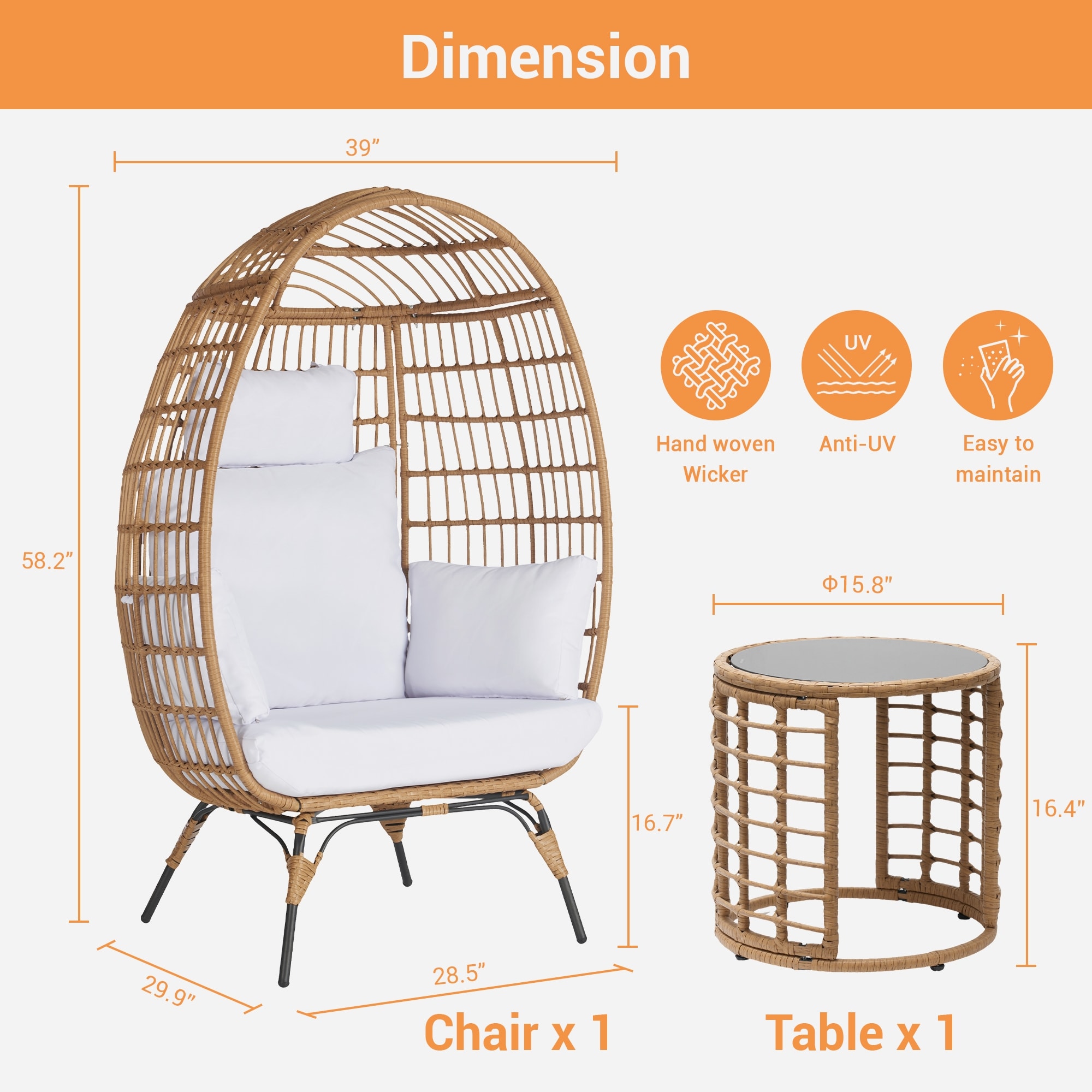 SANSTAR L-RJDC52T-BB Patio-Conversation-Sets - View #2