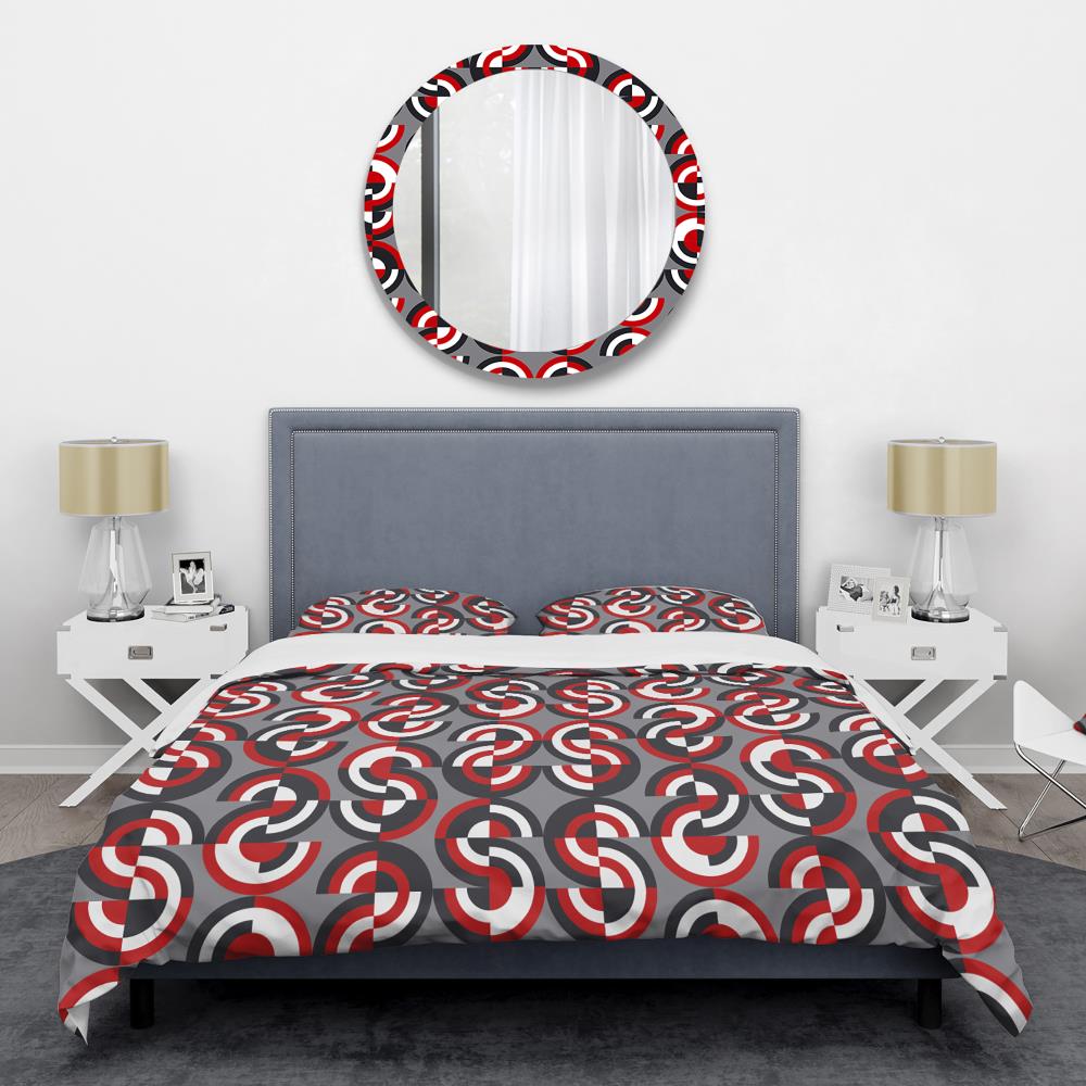 Designart BED24432-T 3-Piece Red Twin Duvet Cover Set