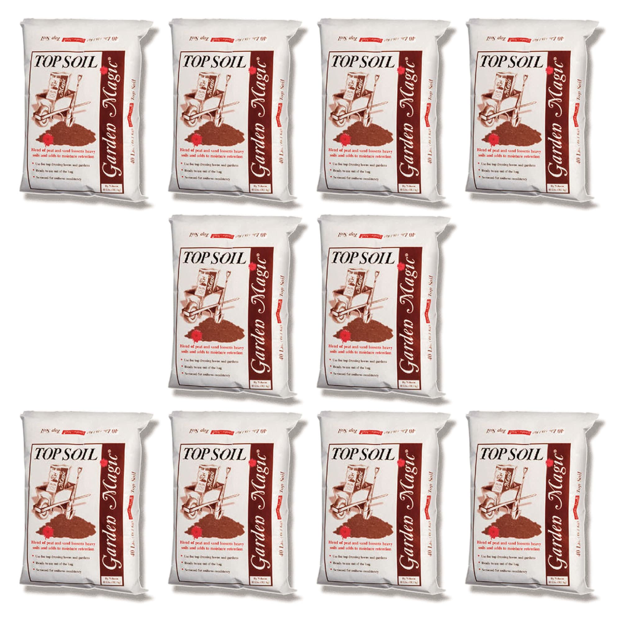Michigan Peat  Garden Magic Organic Planting Potting Soil 40 Pound Bag 10 Pack