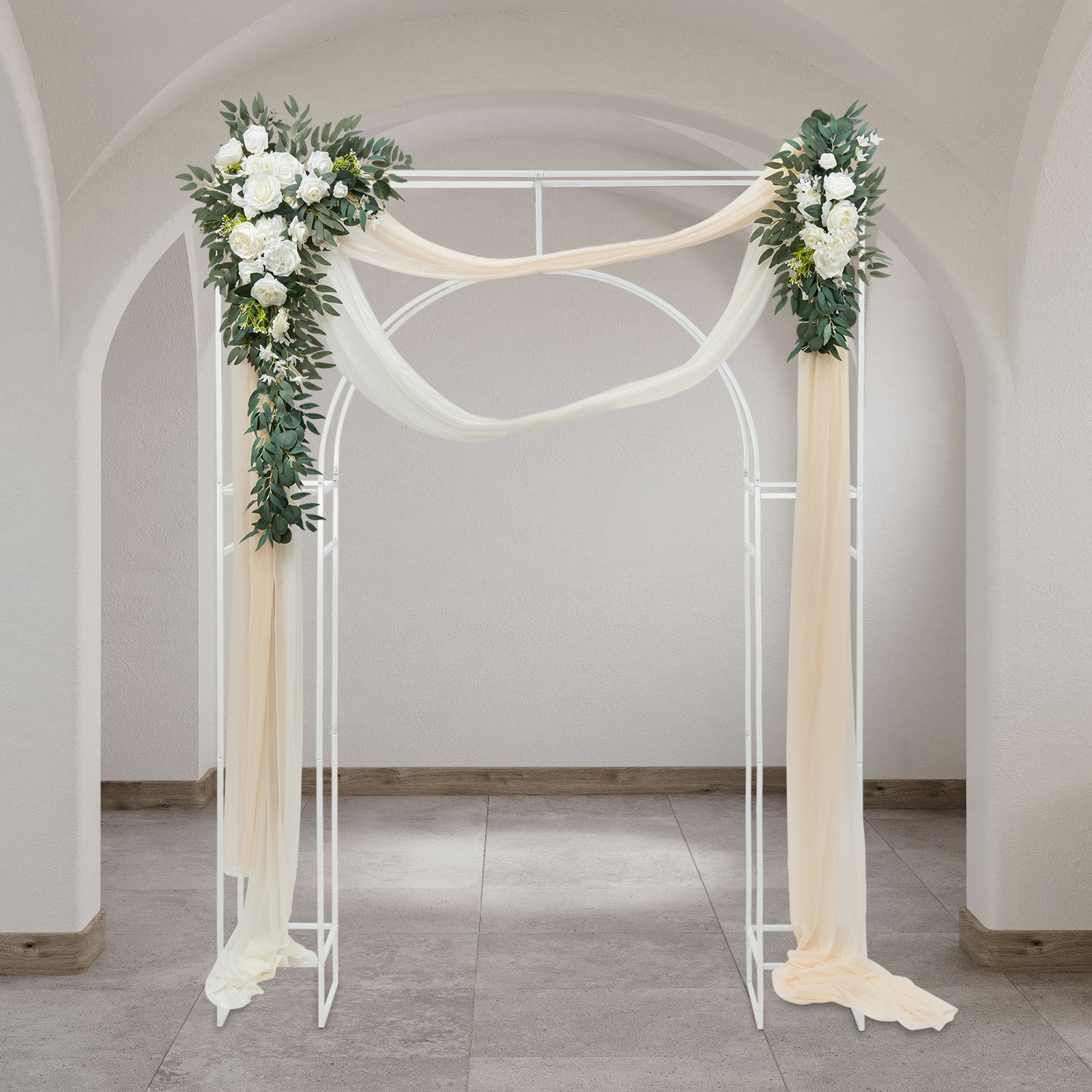 CNCEST 5.91-ft W x 7.87-ft H Romantic White Thick Arch For Wedding ...