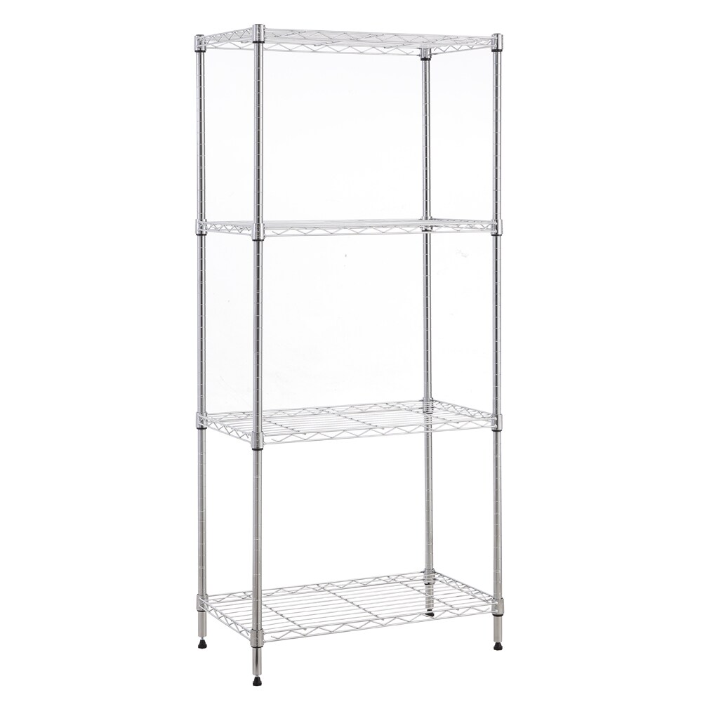 Chrome Steel Heavy Duty 4-Tier Utility Shelving Unit