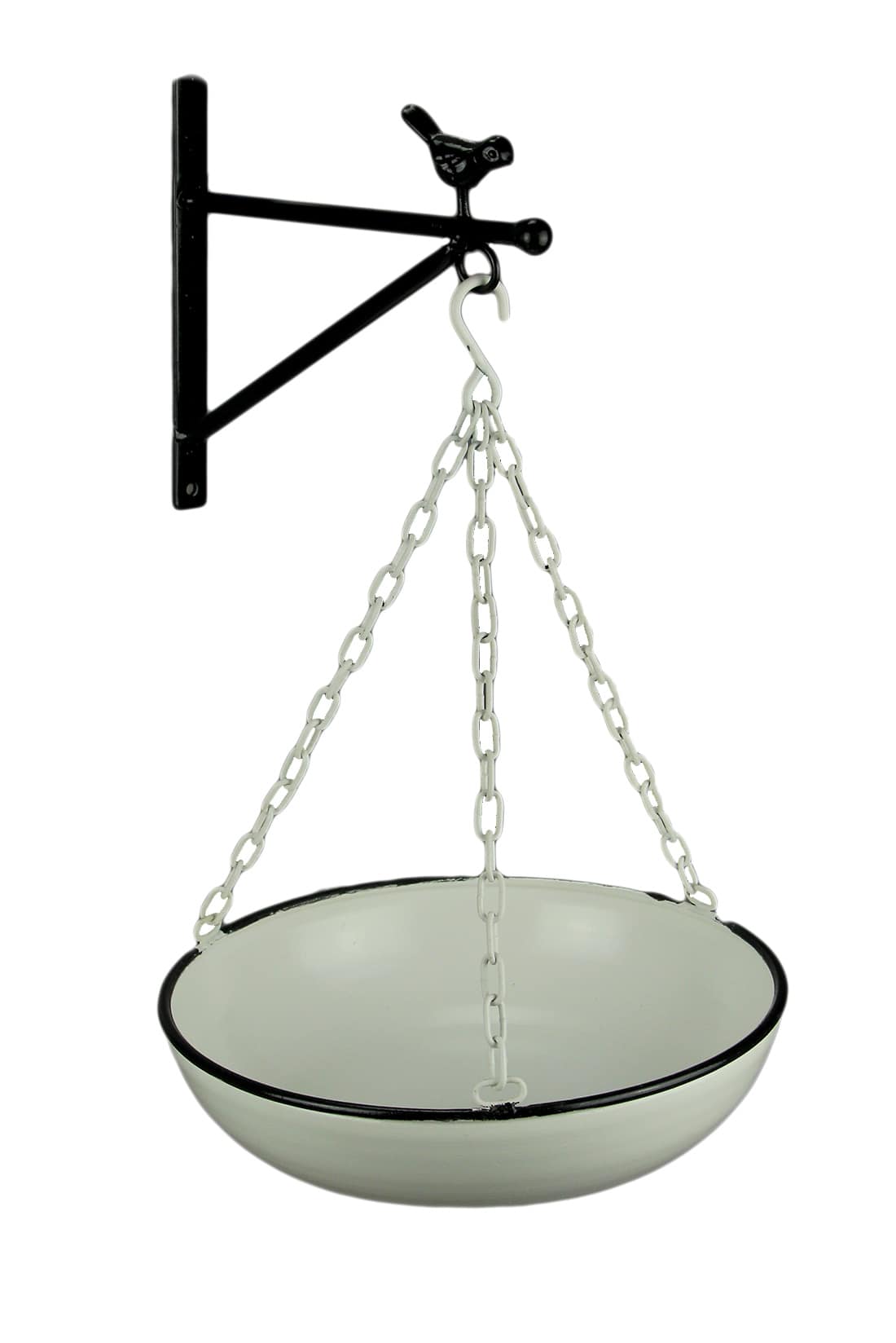 Pd Home Black and White Enamel Metal Wall Mounted Bowl and Bracket