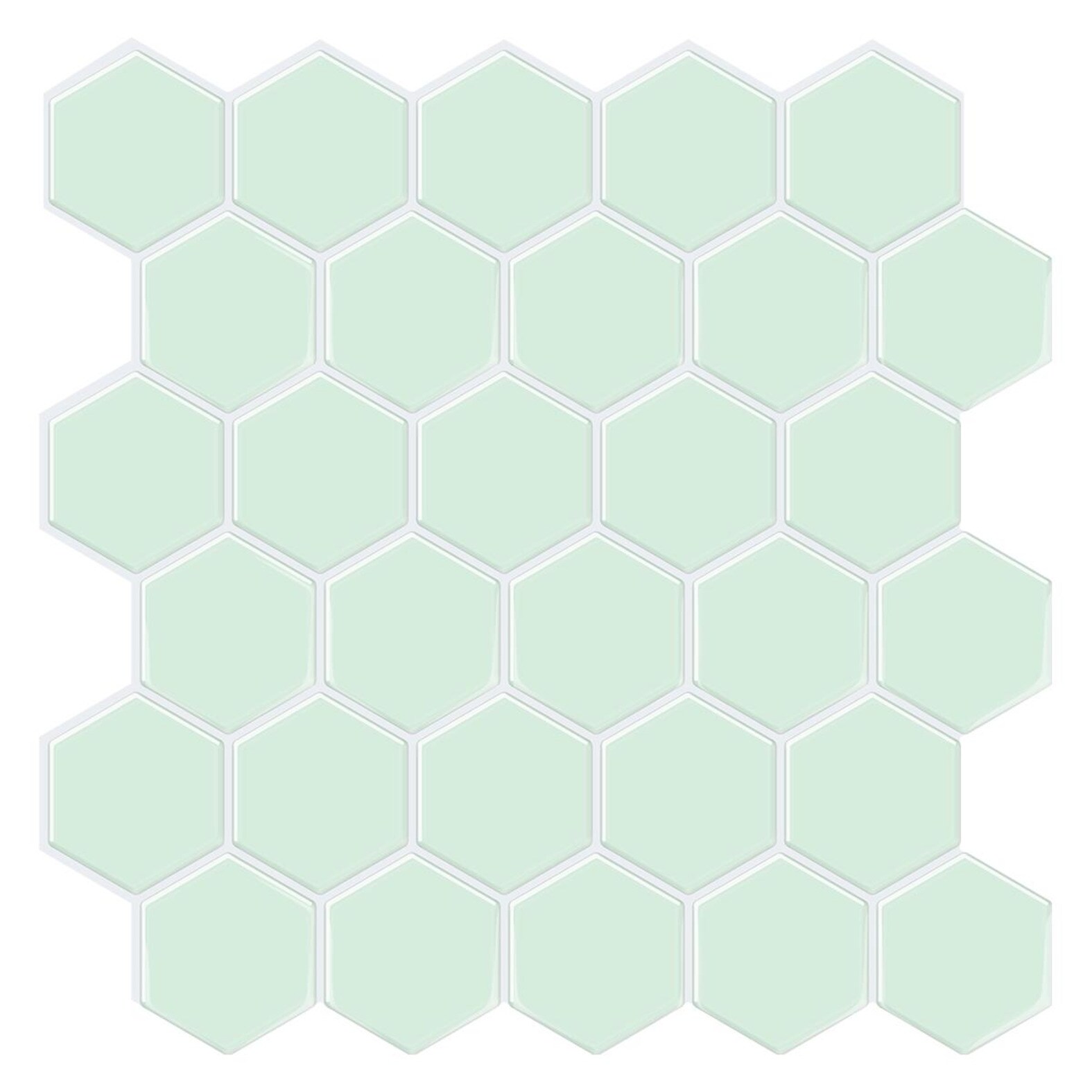 Tic Tac Tiles THX56-10 Thicker Hexagon Mint 12-in x 12-in Glossy PVC Hexagon Brick Look Peel and Stick Tile (8.5-sq. ft/ Carton)
