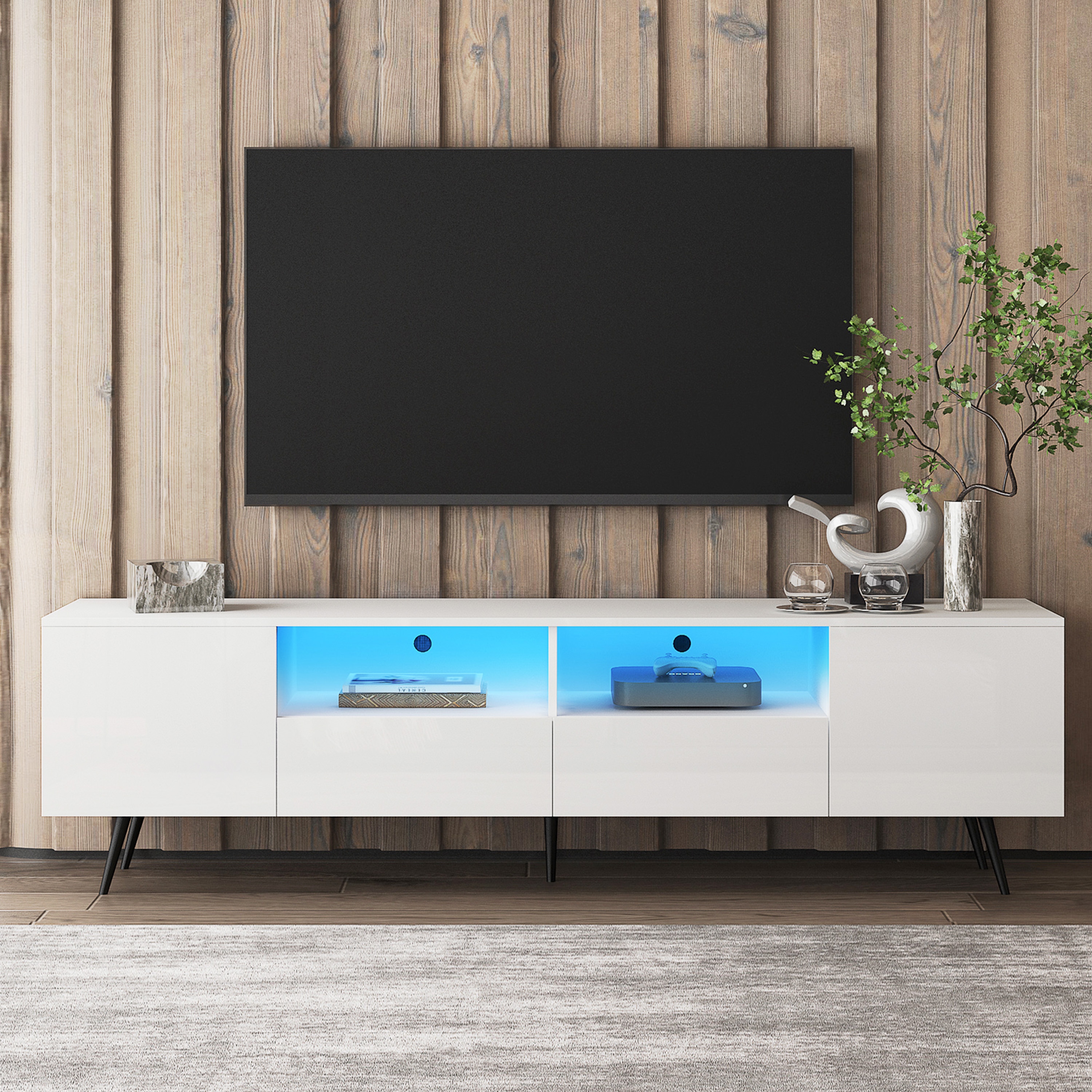 ToolCat NGG30-31-DSG Modern/Contemporary White TV cabinet ( Accommodates TVs up to 65-in )