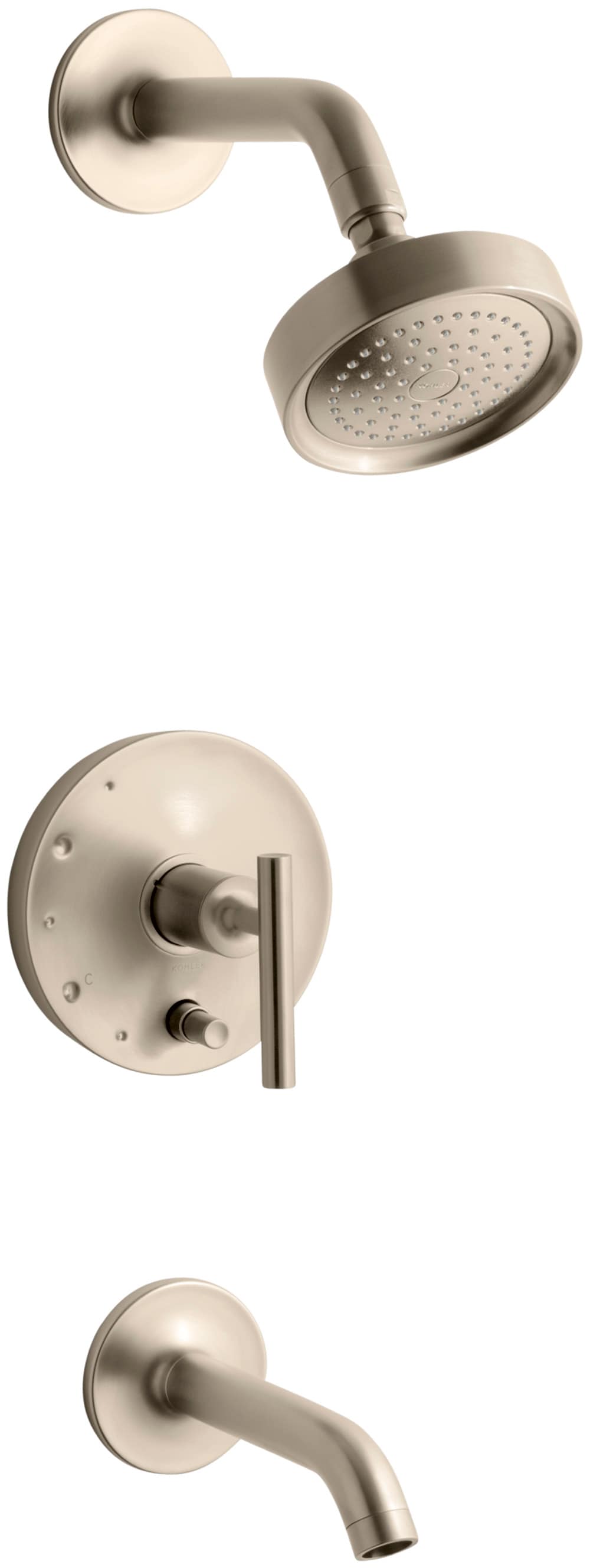 KOHLER T14420-4-BV Purist Vibrant Brushed Bronze 1-handle Single function 5.47-Inches Round Bathtub and shower Faucet