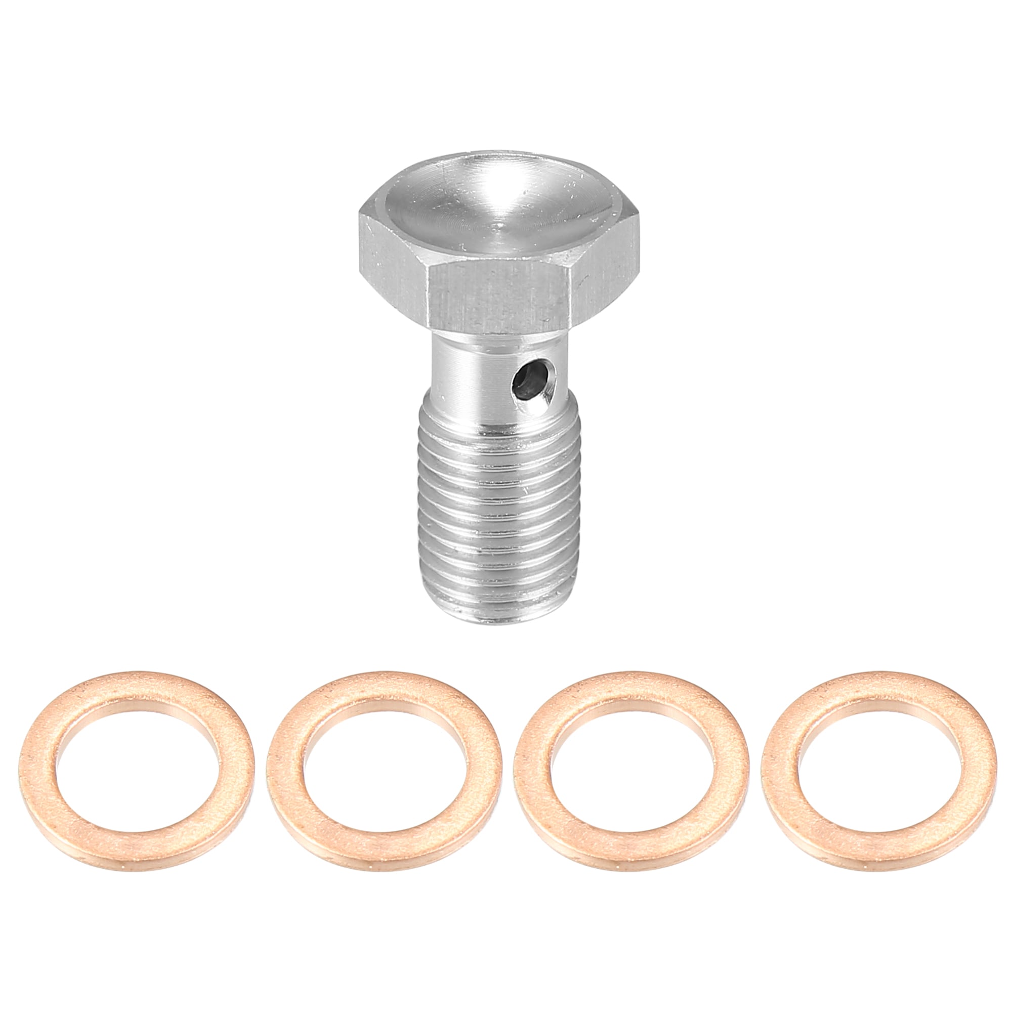 Unique Bargains Banjo Bolt Brake Fitting Adapter Kit 3 an 3/8Inchx24 Brake Line Thread Single Banjo Bolt with 4 Copper Washers