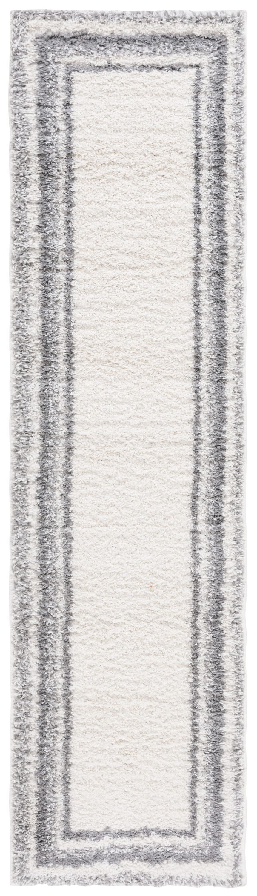 Safavieh BSP251F-28 2 x 8 (ft) Loomed Polyester/Polypropylene Ivory/Gray Rectangular Indoor Border Mid-Century Modern Runner rug