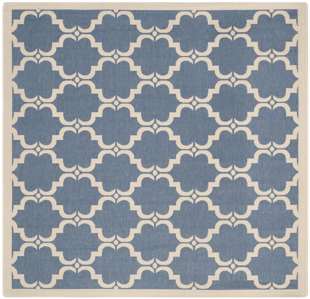 Safavieh CY6009-243-8SQ Courtyard Aldo 8 x 8 (ft) Loomed Polypropylene Blue/Beige Square Indoor/Outdoor Trellis Coastal Area rug