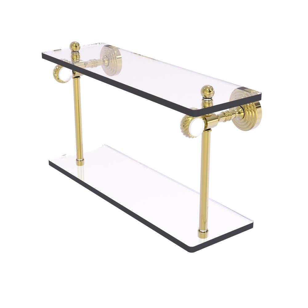 Allied Brass PG-2T-16-UNL Pacific Grove Unlacquered Brass 2 -Tier Wall mount Bathroom Shelf ( 16-in x 9.3-in x 5-in )