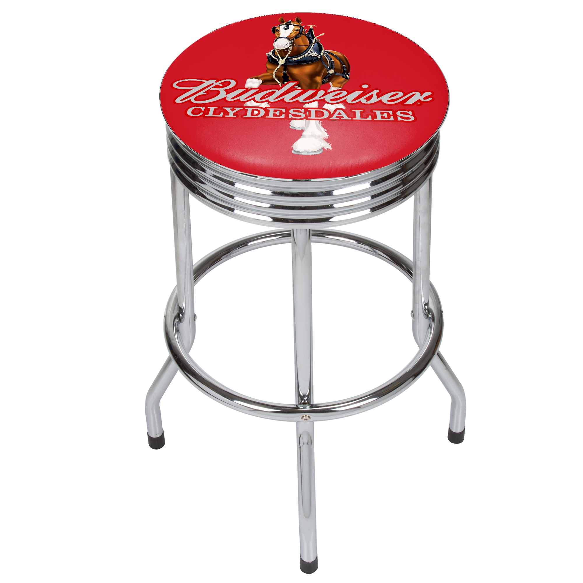 Trademark Gameroom AB1005-CLY-R Bar Stools Chrome 5-in H Bar height Swivel Metal Backless Bar Stool