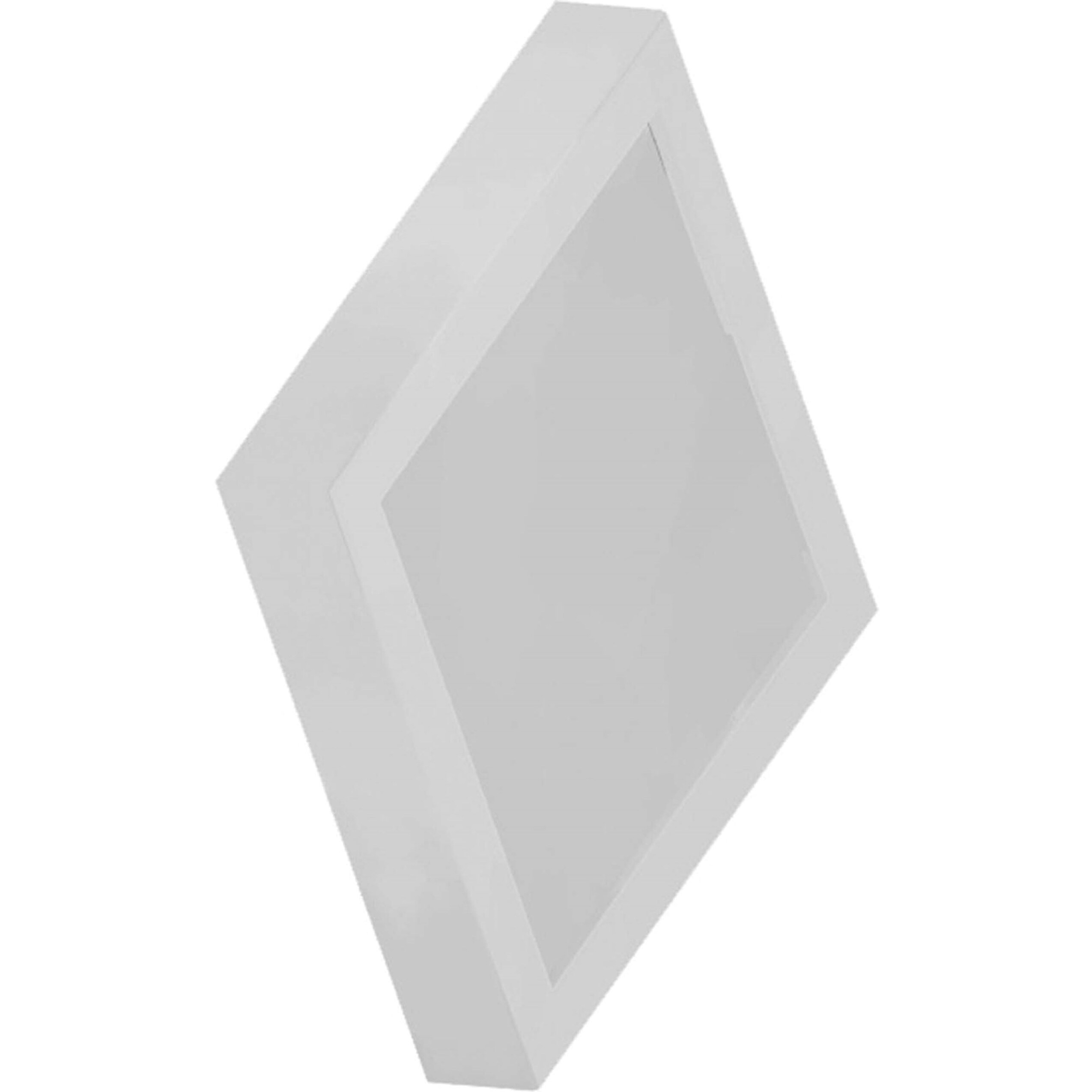 Satin White Square LED Flush Mount Ceiling Light, Modern 8"