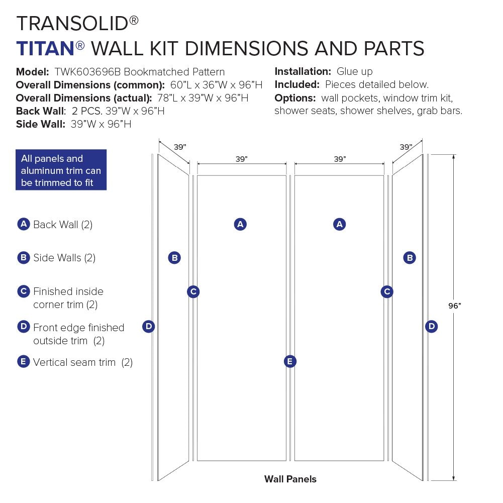 Transolid TWK603696B-KI32G Shower-Wall-Surrounds - View #9