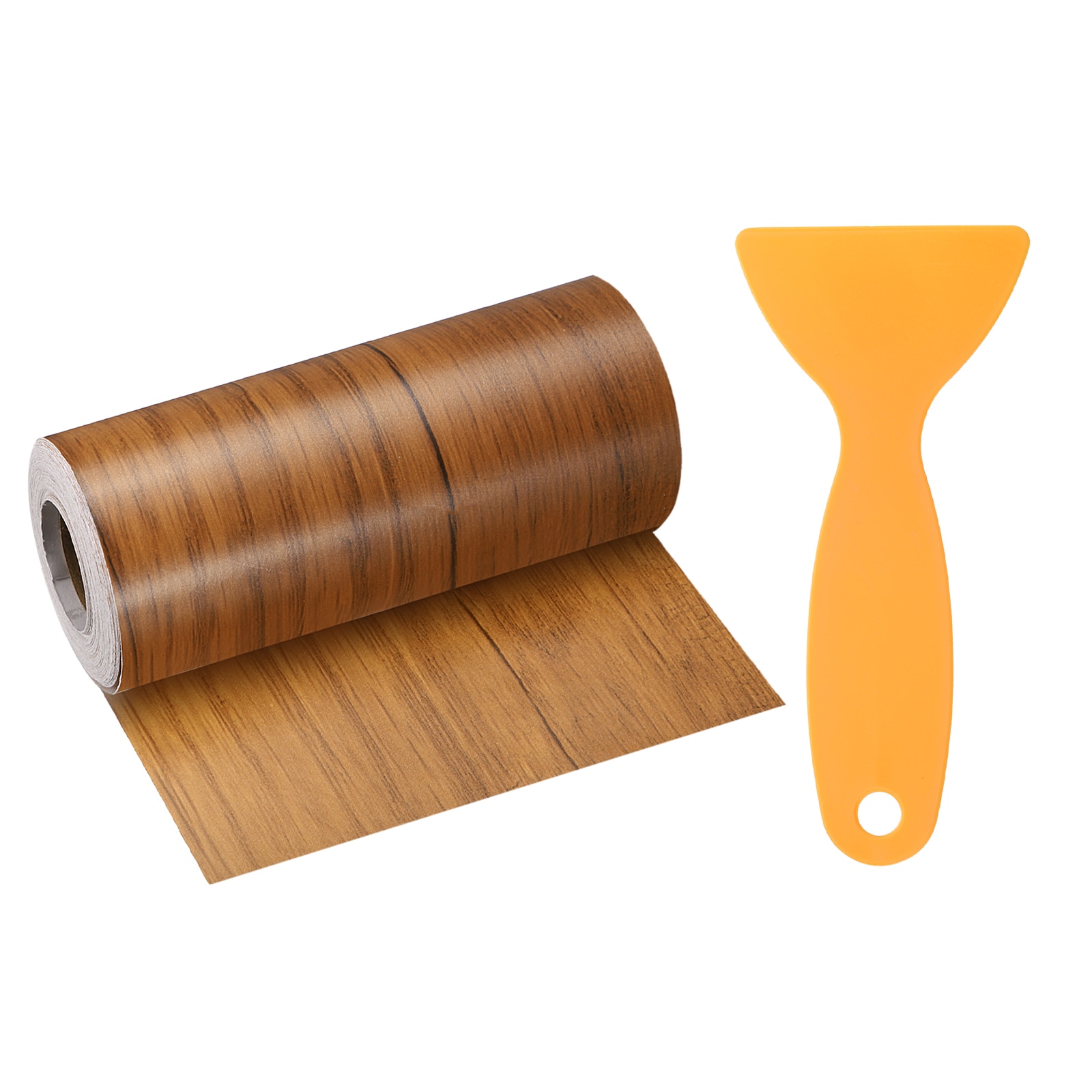 Harfington Wood Grain Repair Tape 4.7inch x 33ft Self Adhesive Repair Patch Tape Simulated Wooden Floor Tapes with Plastic Scraper for Tables Doors Windows Furniture Dark Brown Wood