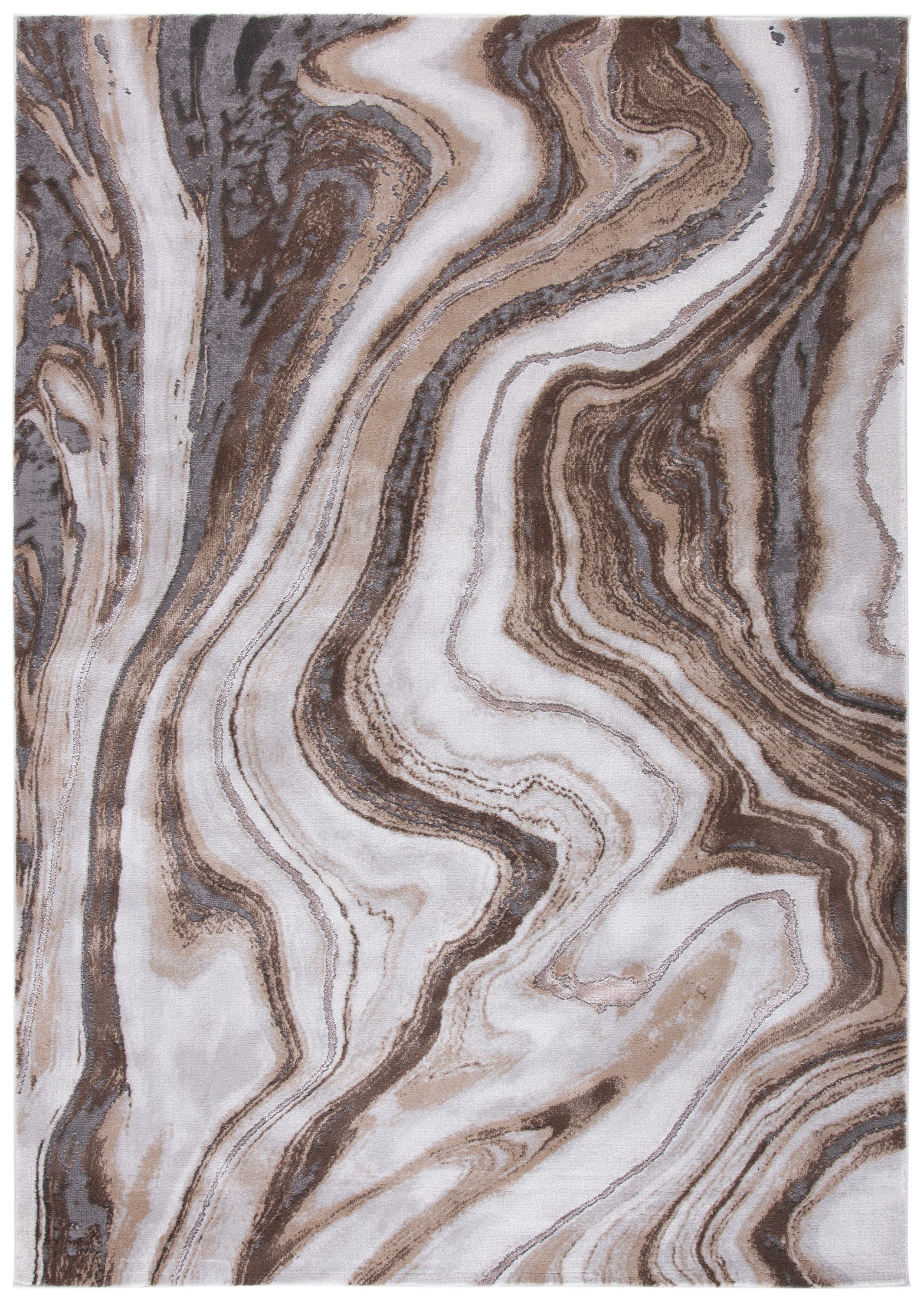 Gold and Grey Abstract Rectangular Area Rug
