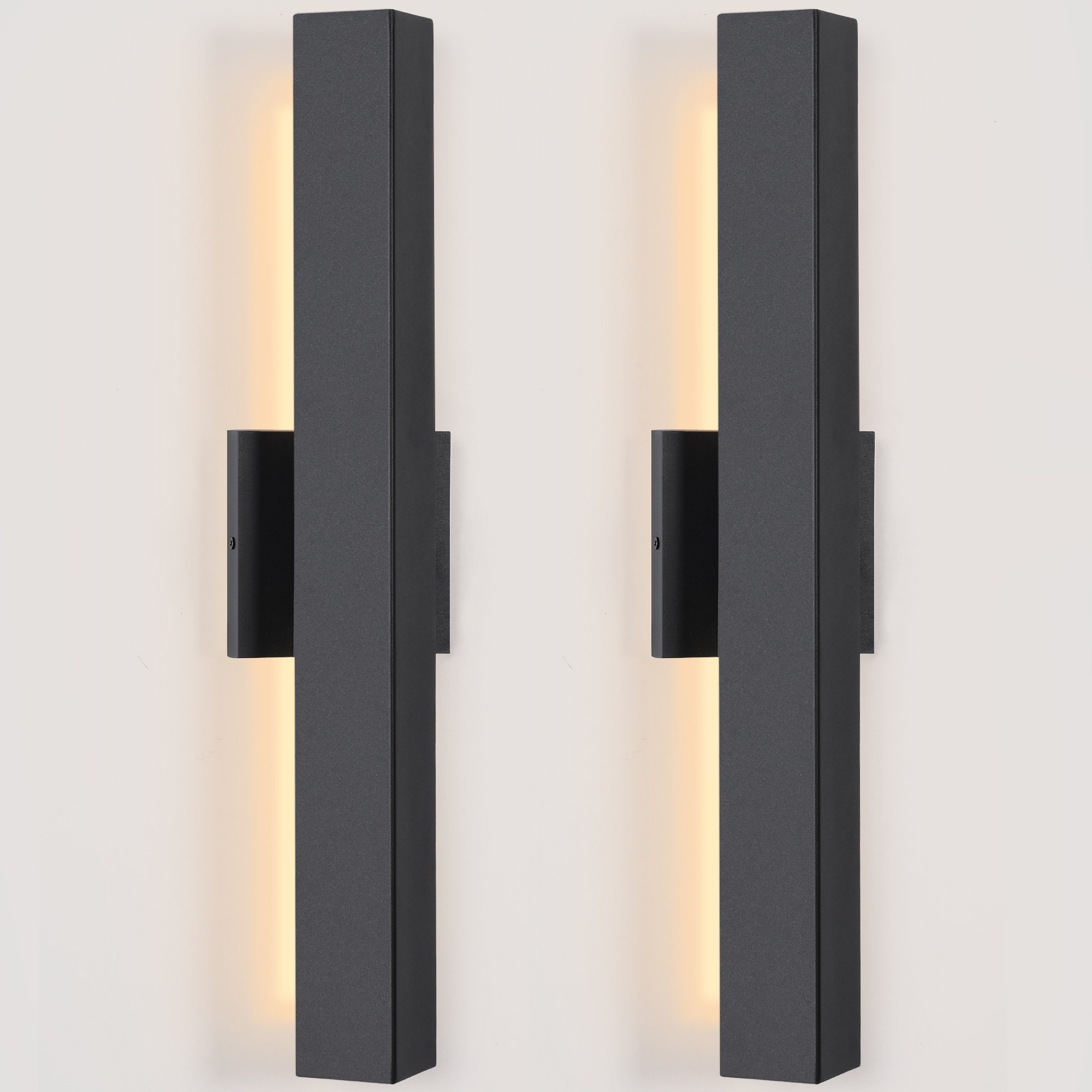LamQee 06FTL0301ABB Modern Wall Light Outdoor 2 -Pack 21.8-in H Matte Black Hardwired Integrated LED Outdoor Wall Light