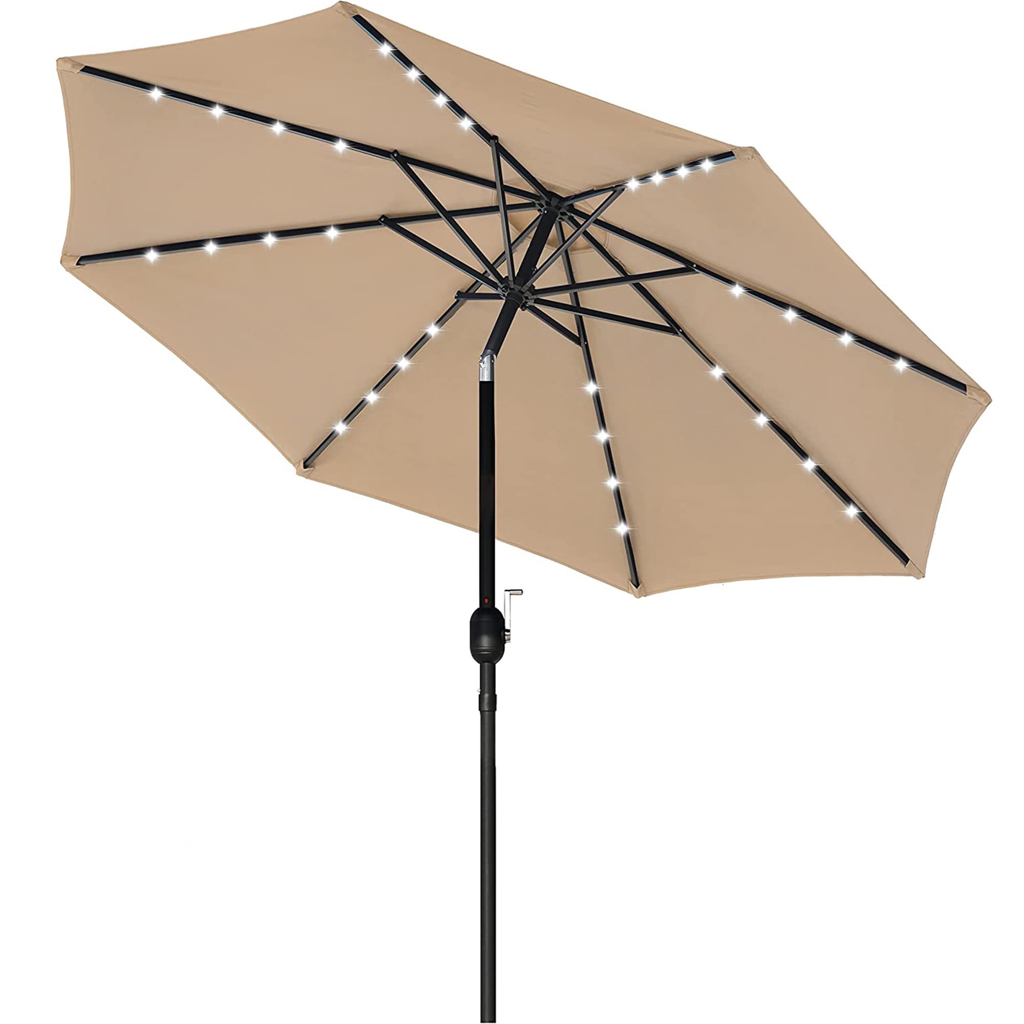 Fun Orange FUNHWCP110 9-Feet Steel Tan Push-button Tilt Market Patio Umbrella with Lights and