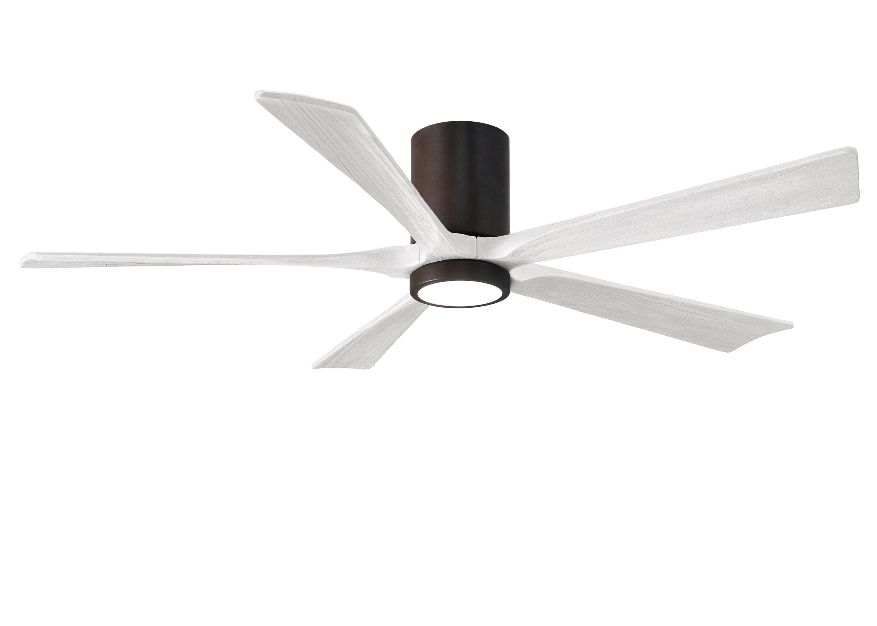 Matthews Fan Company IR5HLK-TB-MWH-60 Irene-5HLK 60-in Color-Changing Integrated LED Outdoor Flush Mount Textured Bronze with Matte White Blades Ceiling Fan With Light - Remote Included ( 5 -Blade )