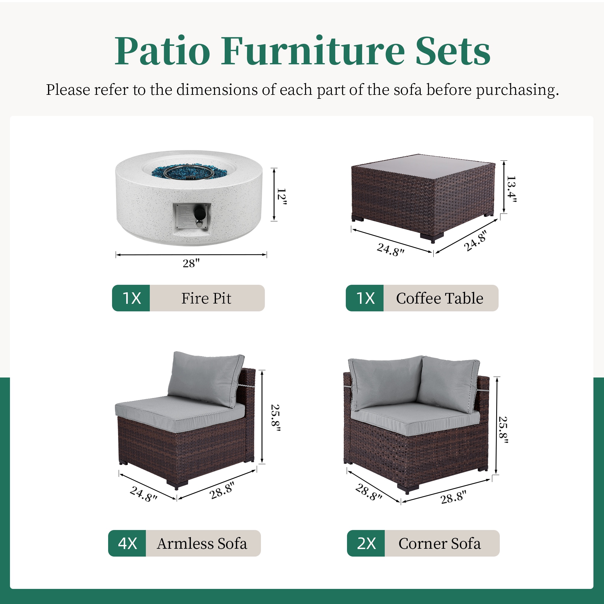 UPHA TBSF-ABC28SYMB-LGRAY Patio-Conversation-Sets - View #2