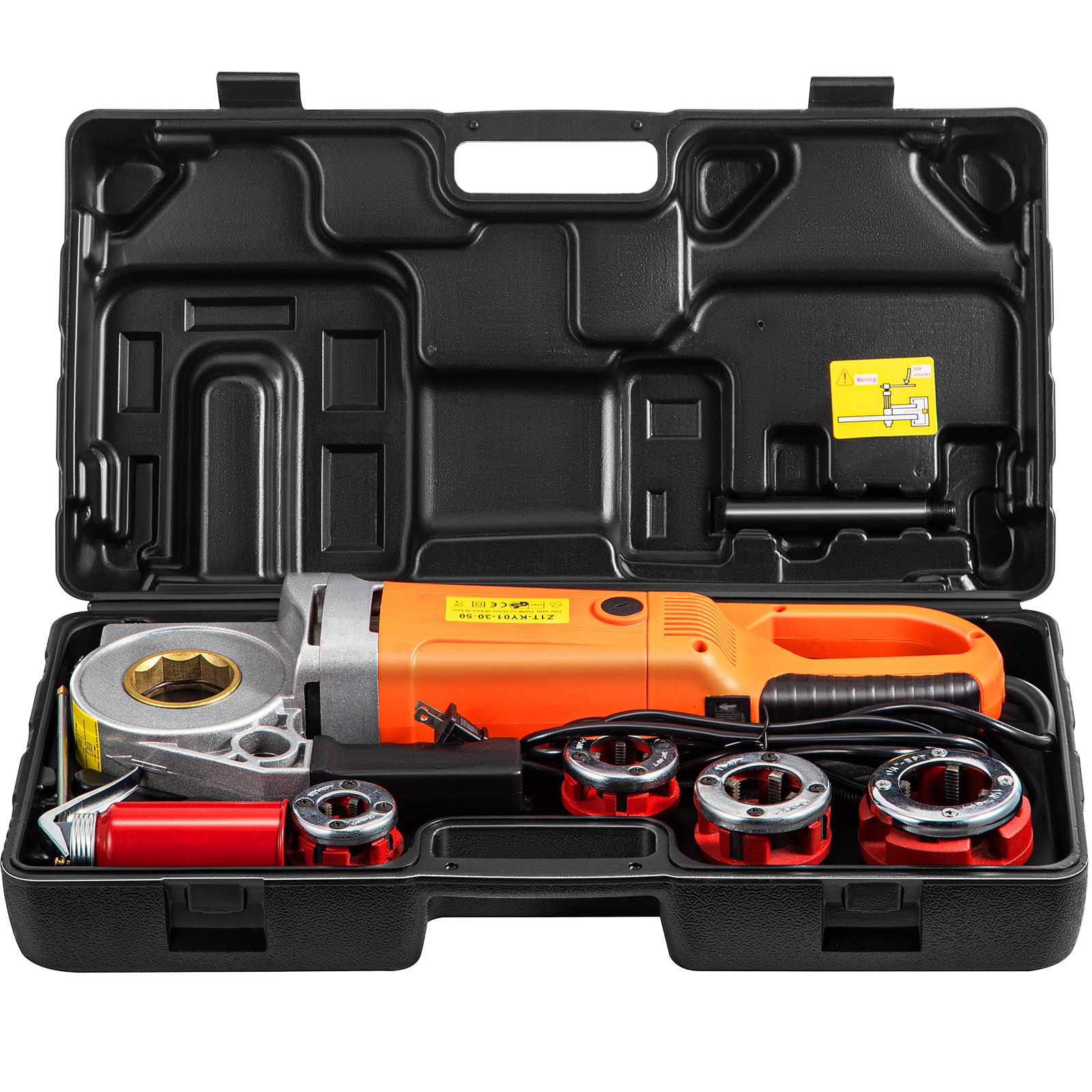SVOPES SVOPESTSJ110V03717V1 Electric Pipe Threader. 2300W Pipe Threading Machine with 4 Dies (1/2inch-1 1/4inch). 110V Hand-held Pipe Threader with Copper Motor. Portable Electric Pipe Threading Kit with Carrying Case