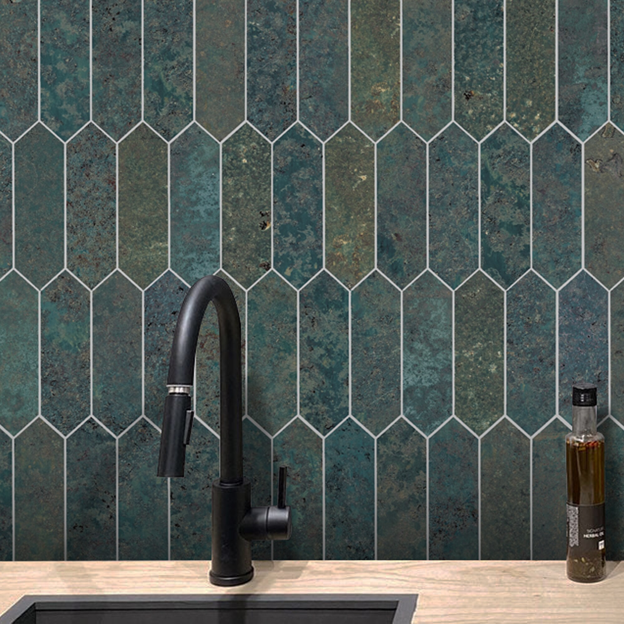 12" x 11.22" Stone Mix Peel & Stick Hexagon Mosaic Tile