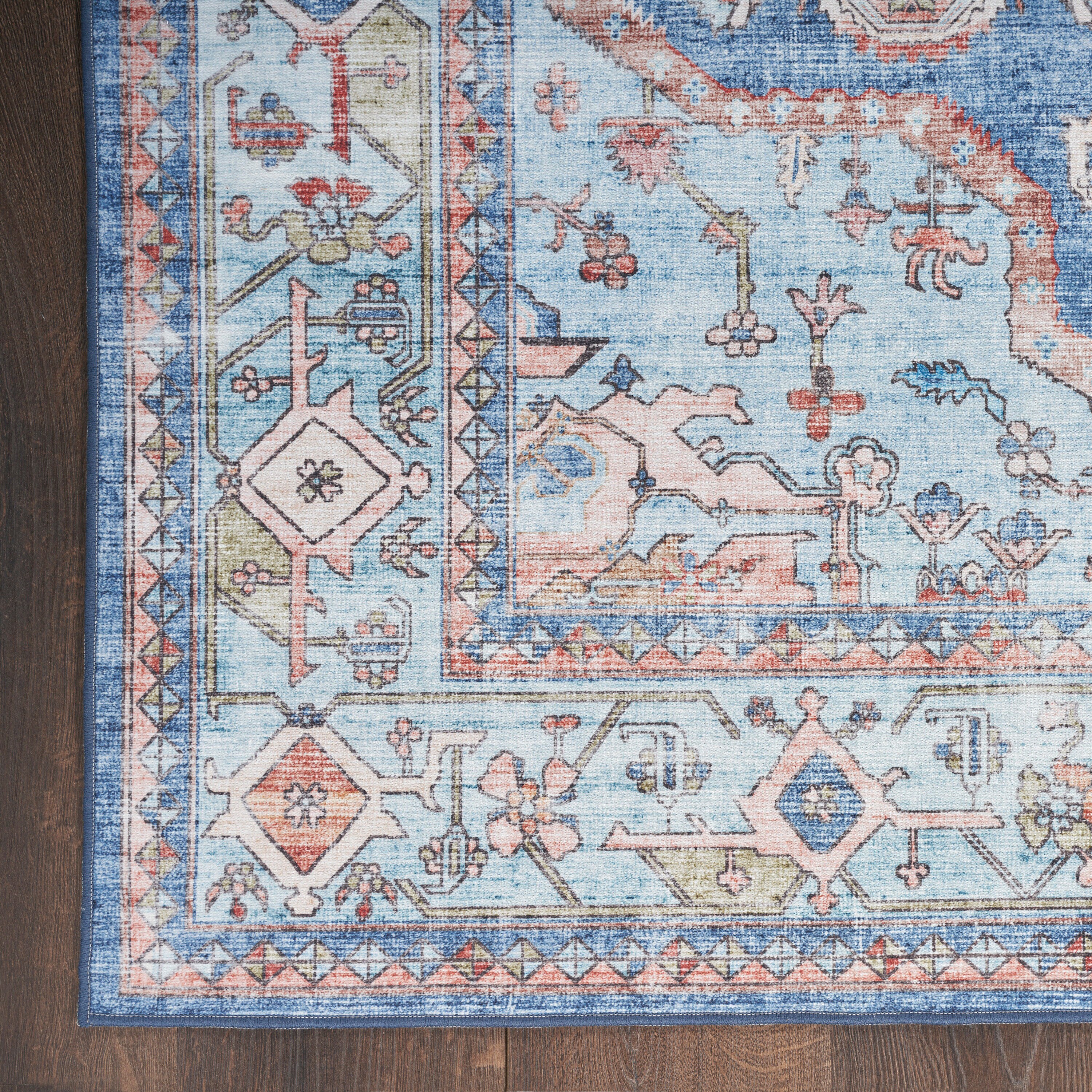 Fulton Blue Rectangular Persian Medallion Area Rug 5' x 7'