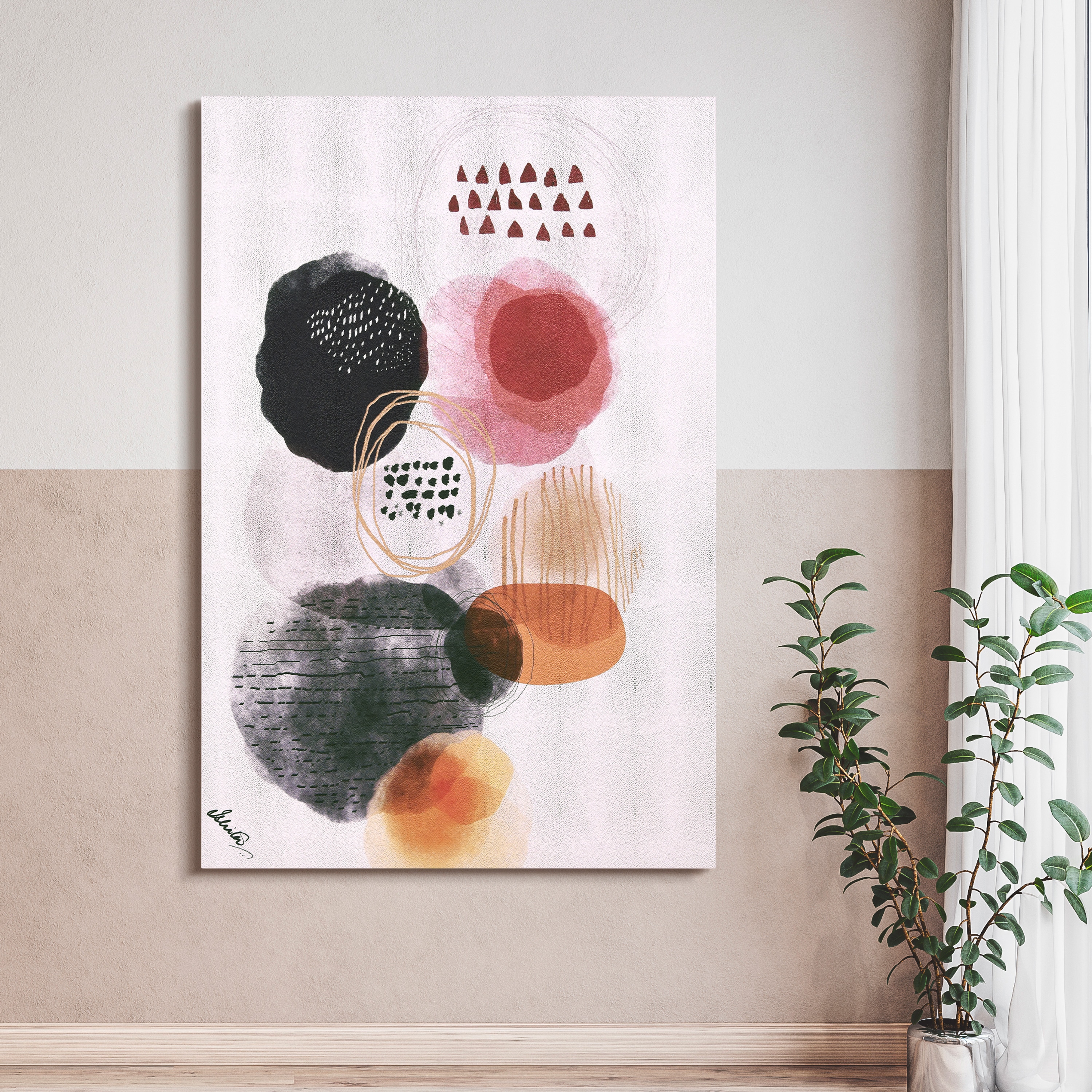 Colorful Abstract Silver Shagreen Canvas Wall Art for Nursery