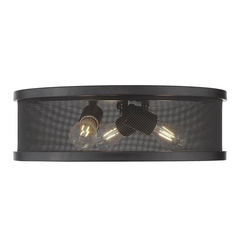 Matte Black Glass Drum Indoor/Outdoor Flush Mount