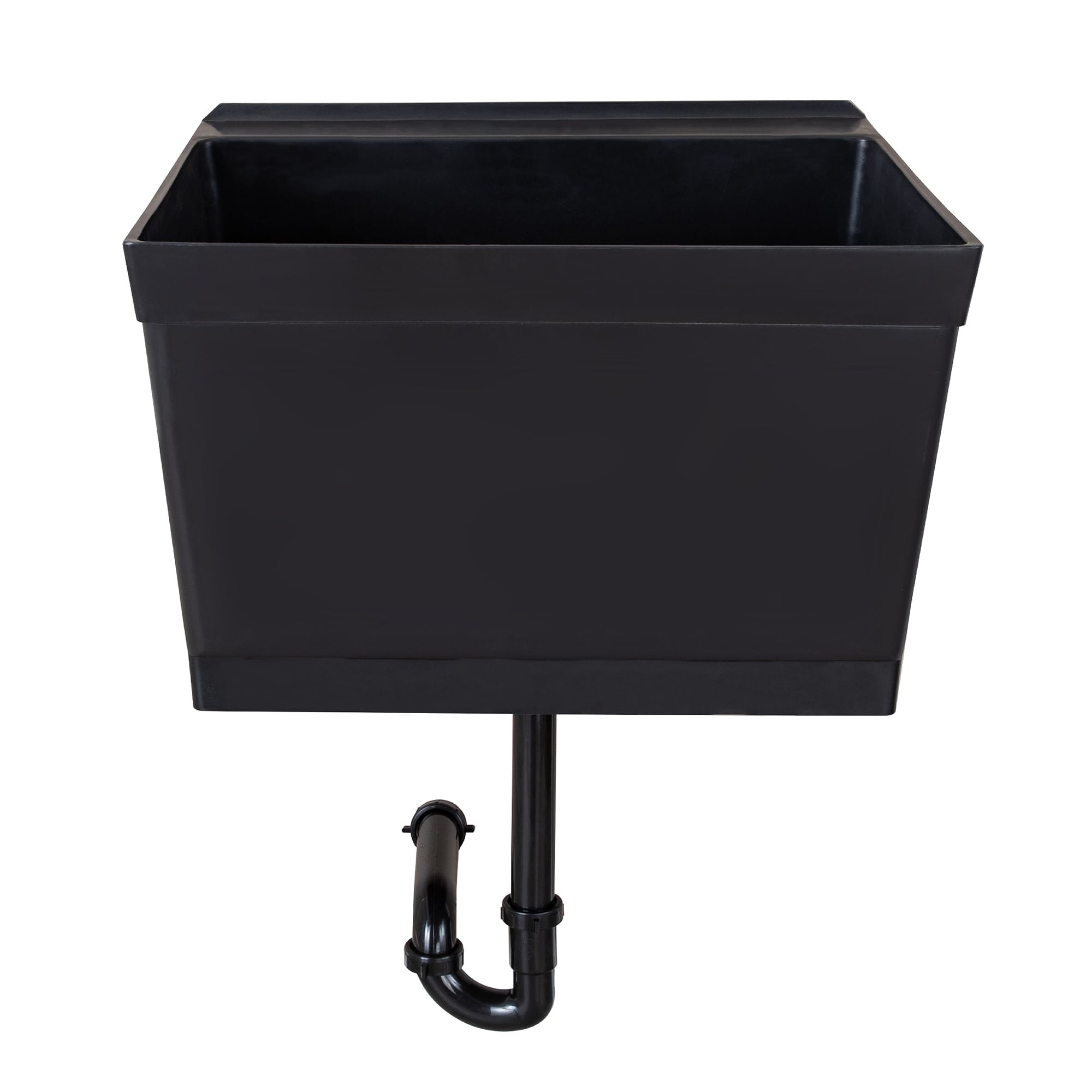 Black Wall Mount Utility Sink with Drain Assembly Kit